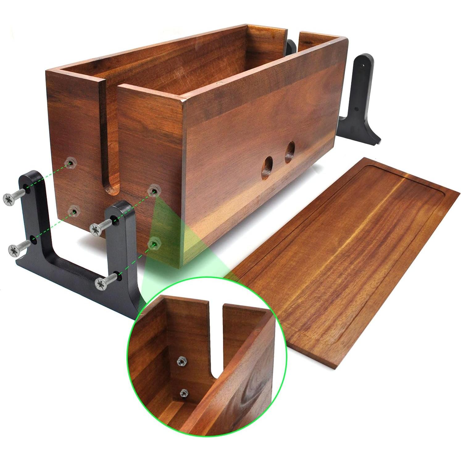 Caja organizadora de cables Itvexeme madera nogal 35,56 cm