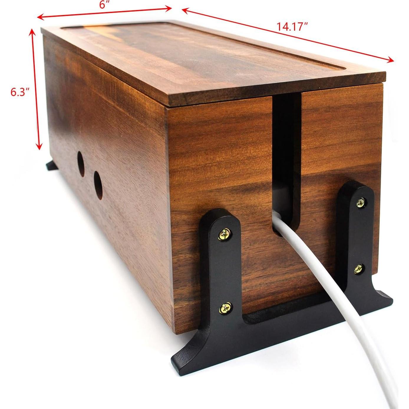 Caja organizadora de cables Itvexeme madera nogal 35,56 cm