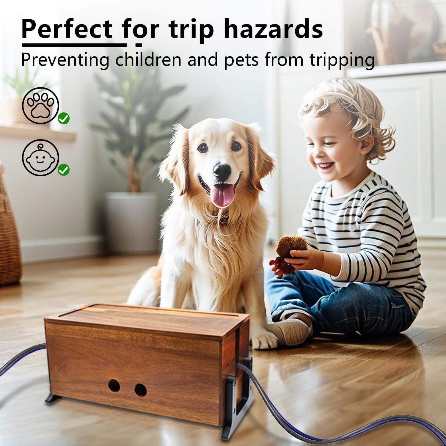 Caja organizadora de cables Itvexeme madera nogal 35,56 cm