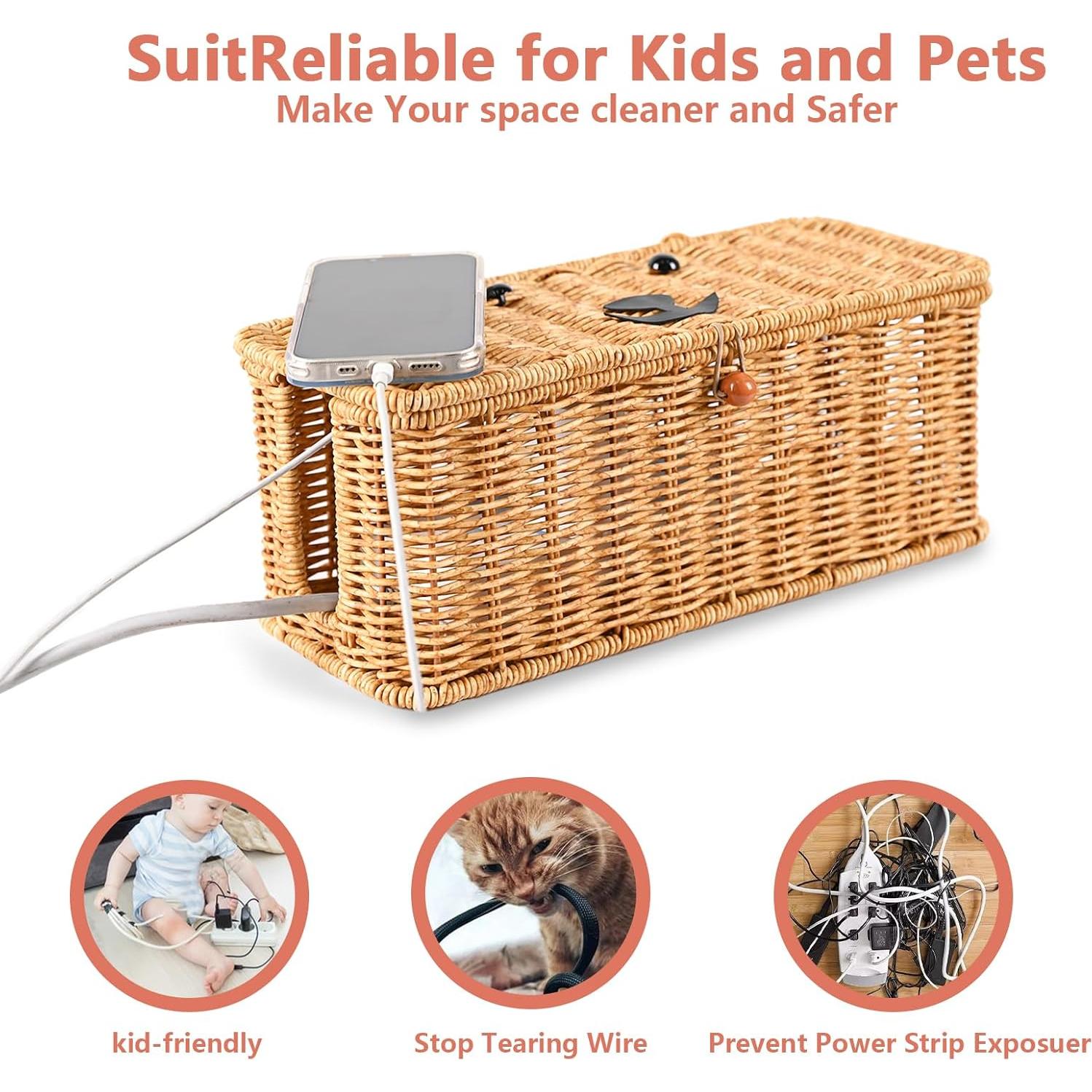 Caja Organizadora de Cables QQKISSSKY Natural 33.9x13.6 cm