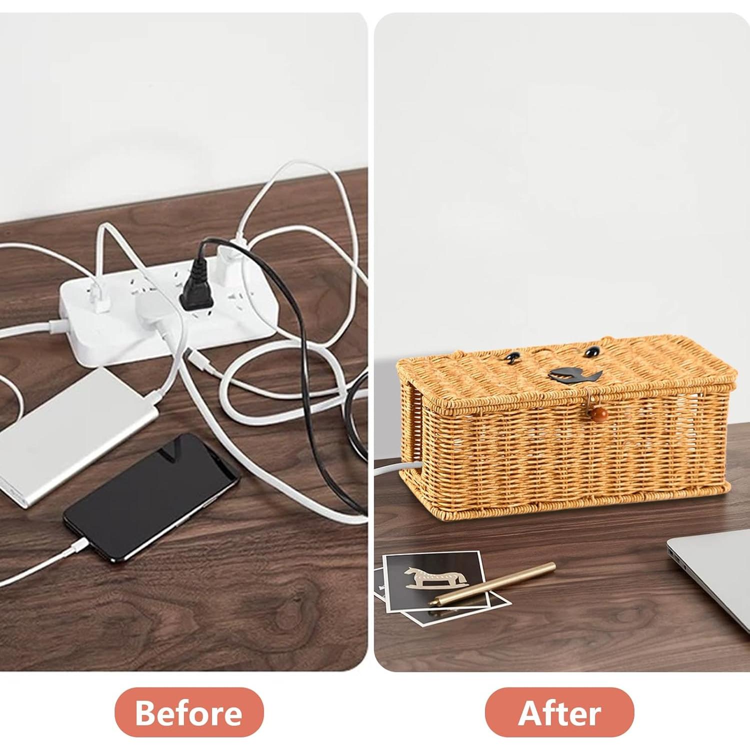 Caja Organizadora de Cables QQKISSSKY Natural 33.9x13.6 cm