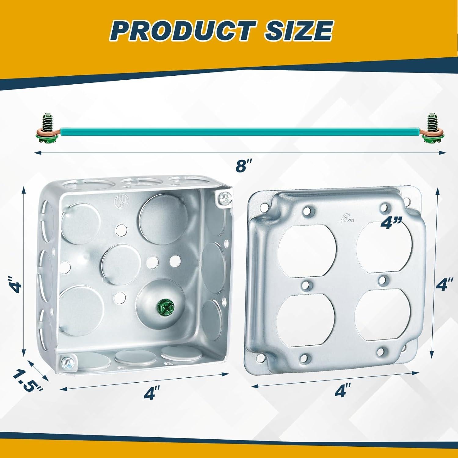 Kit de Cajas Eléctricas Metálicas Copkim 4x4" 8 Piezas