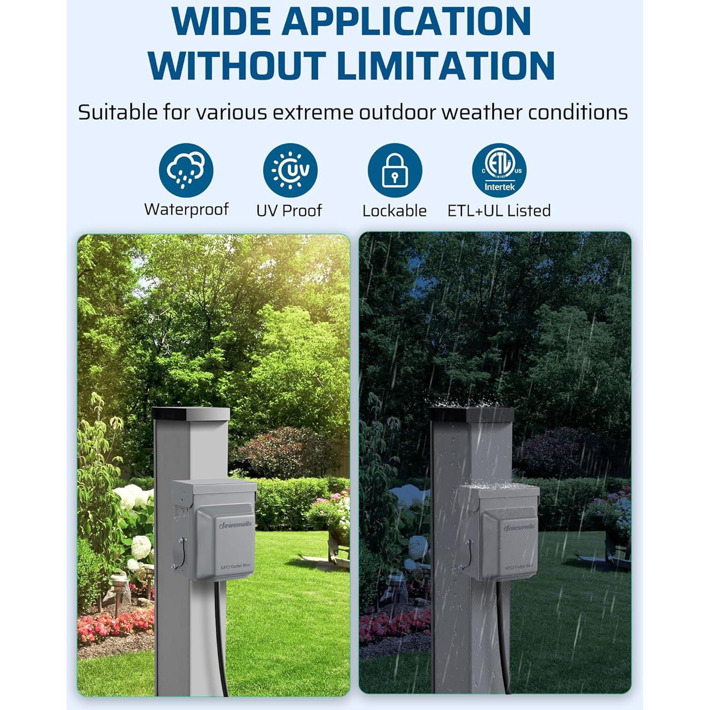 Caja de Salida Eléctrica Exterior Dewenwils 20 AMP GFCI