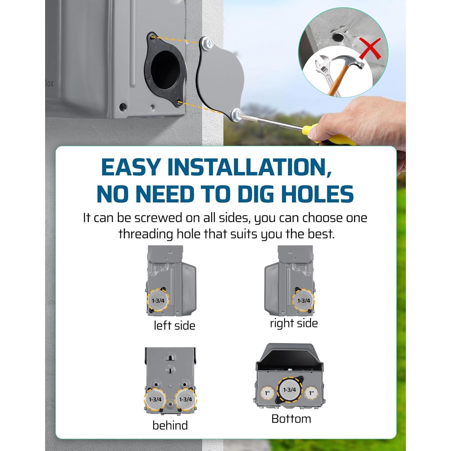 Caja de Salida Eléctrica Exterior Dewenwils 20 AMP GFCI