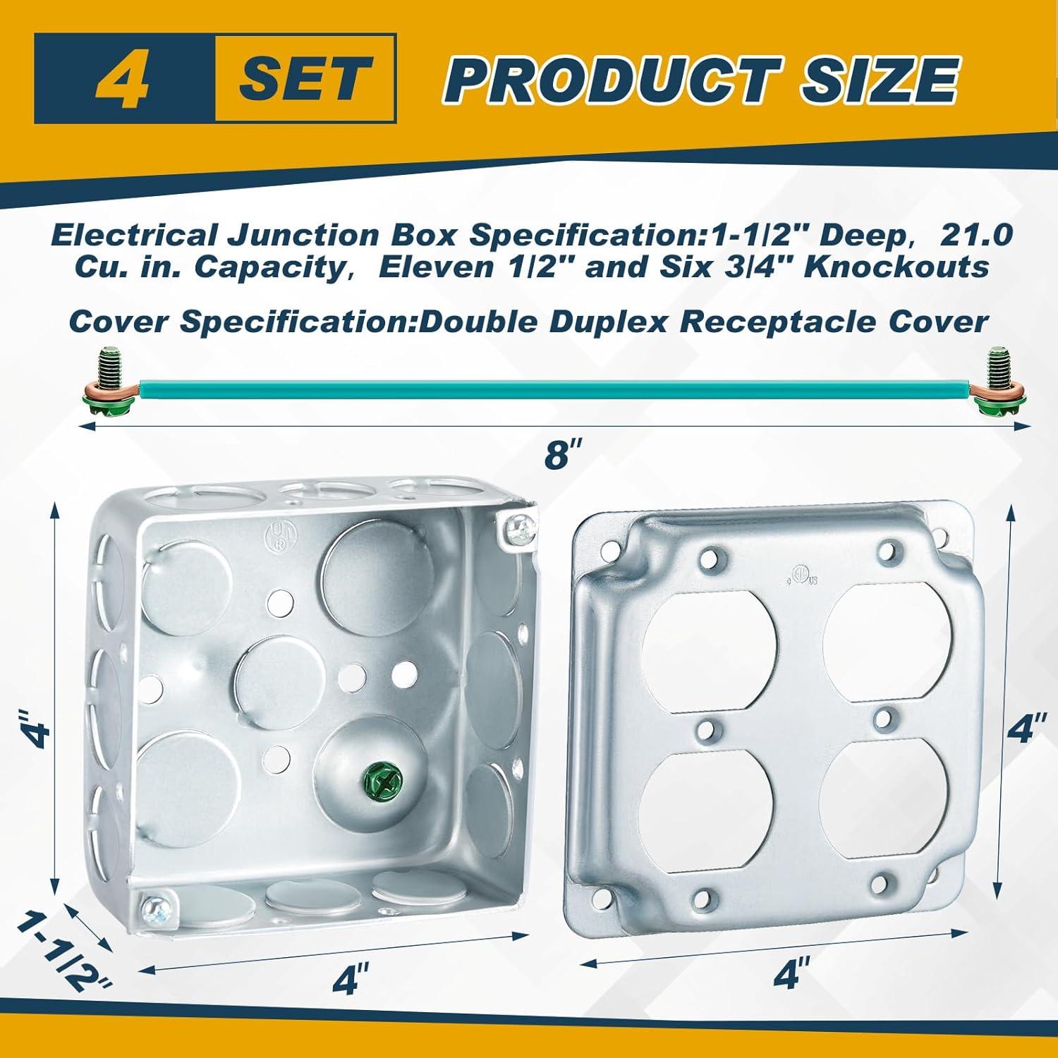 4 Cajas Eléctricas Metálicas Copkim 4x4" con Cubierta