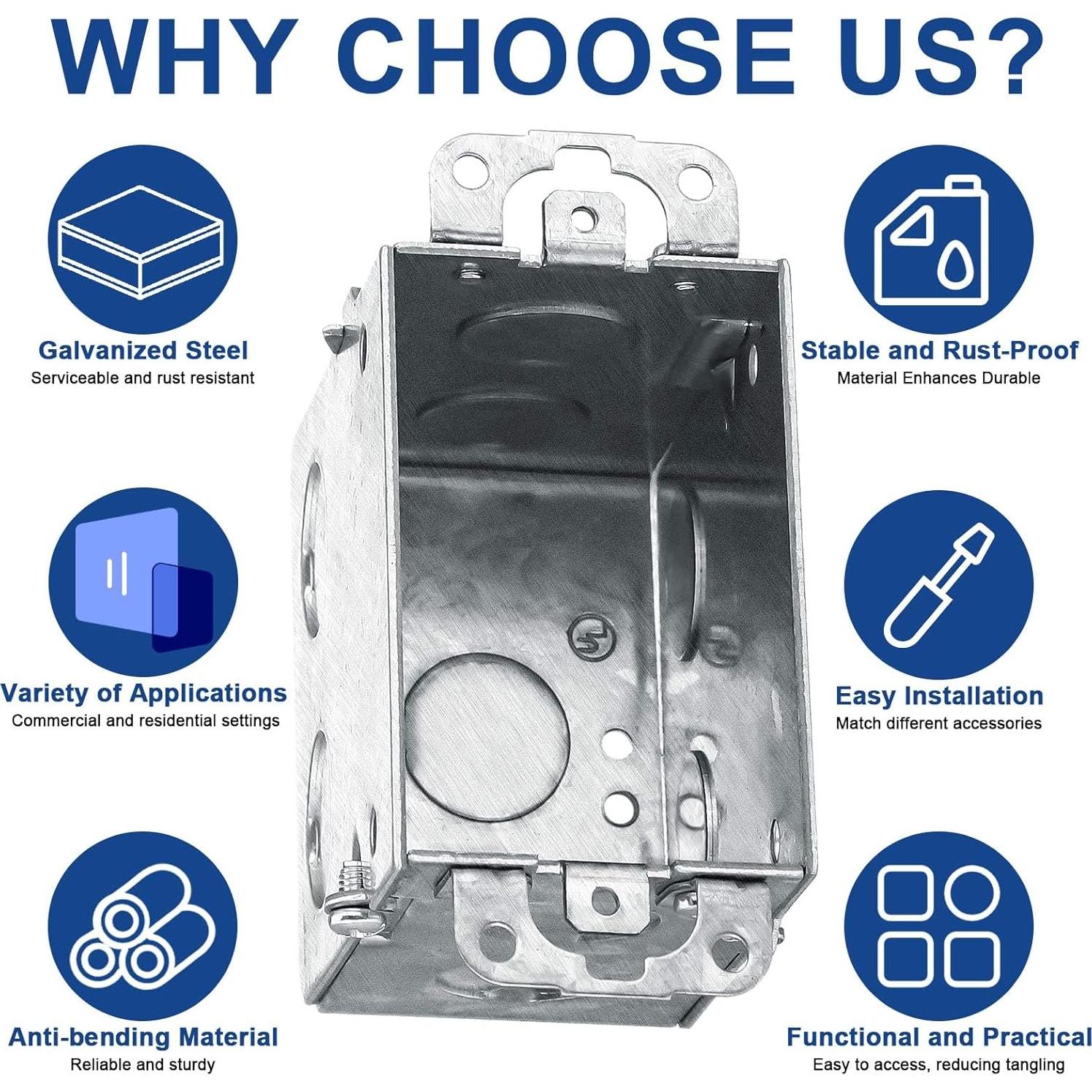 4 Cajas Eléctricas Gangables Yaocom 7,62x5,08cm Acero