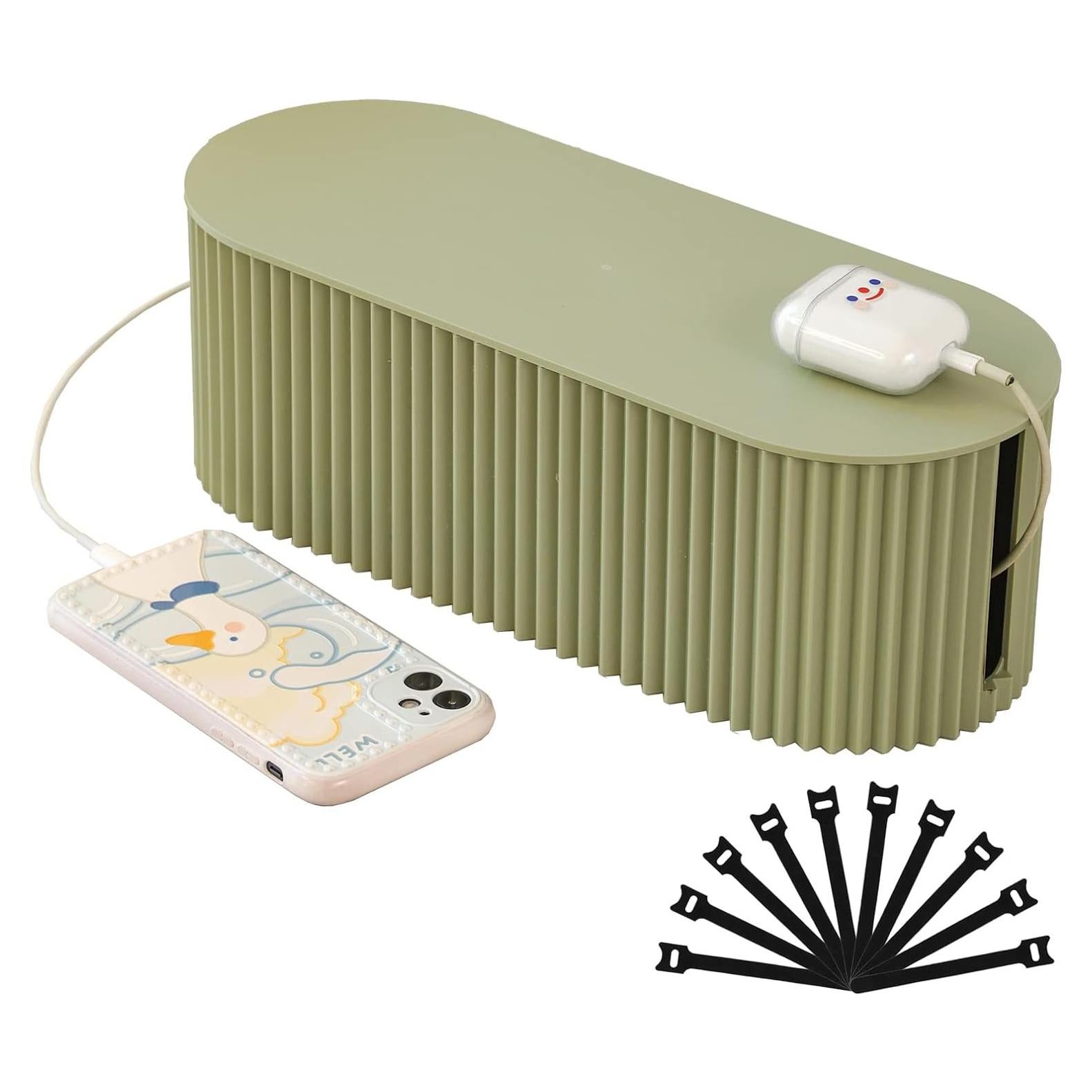 Caja Organizadora de Cables FABROK Pequeña Verde con 10 Bridas