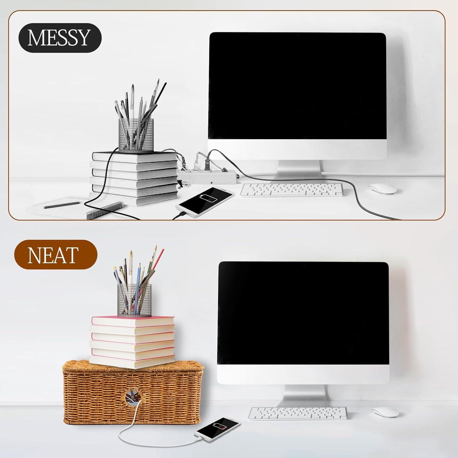 Caja Organizadora de Cables Tejida SKSOYT 32.5x12.5 cm