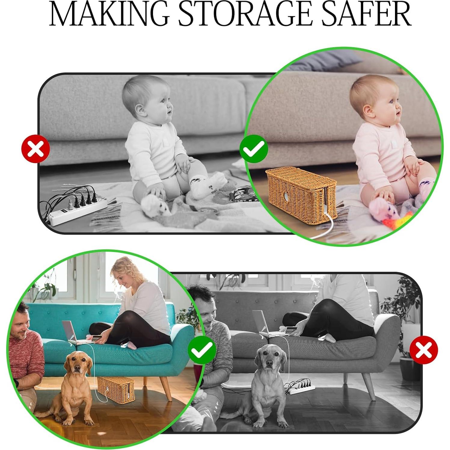 Caja Organizadora de Cables Tejida SKSOYT 32.5x12.5 cm