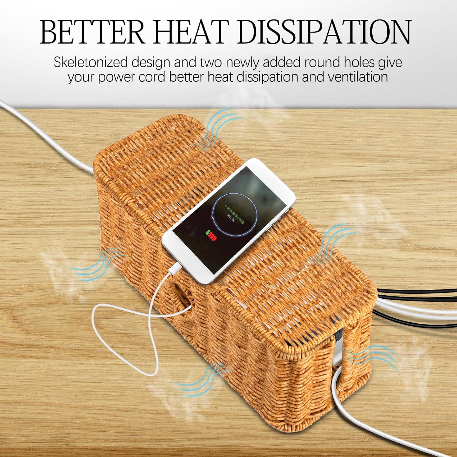 Caja Organizadora de Cables Tejida SKSOYT 32.5x12.5 cm