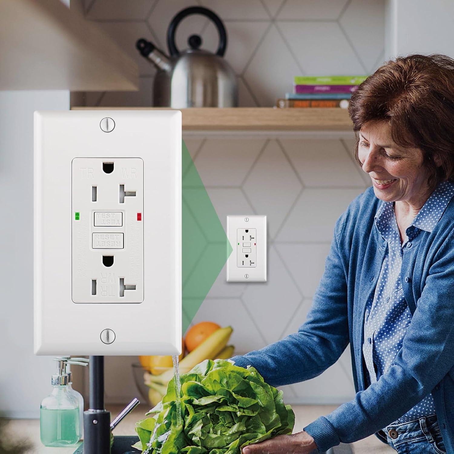 Toma de Corriente GFCI 20A WENGART Blanca Resistente