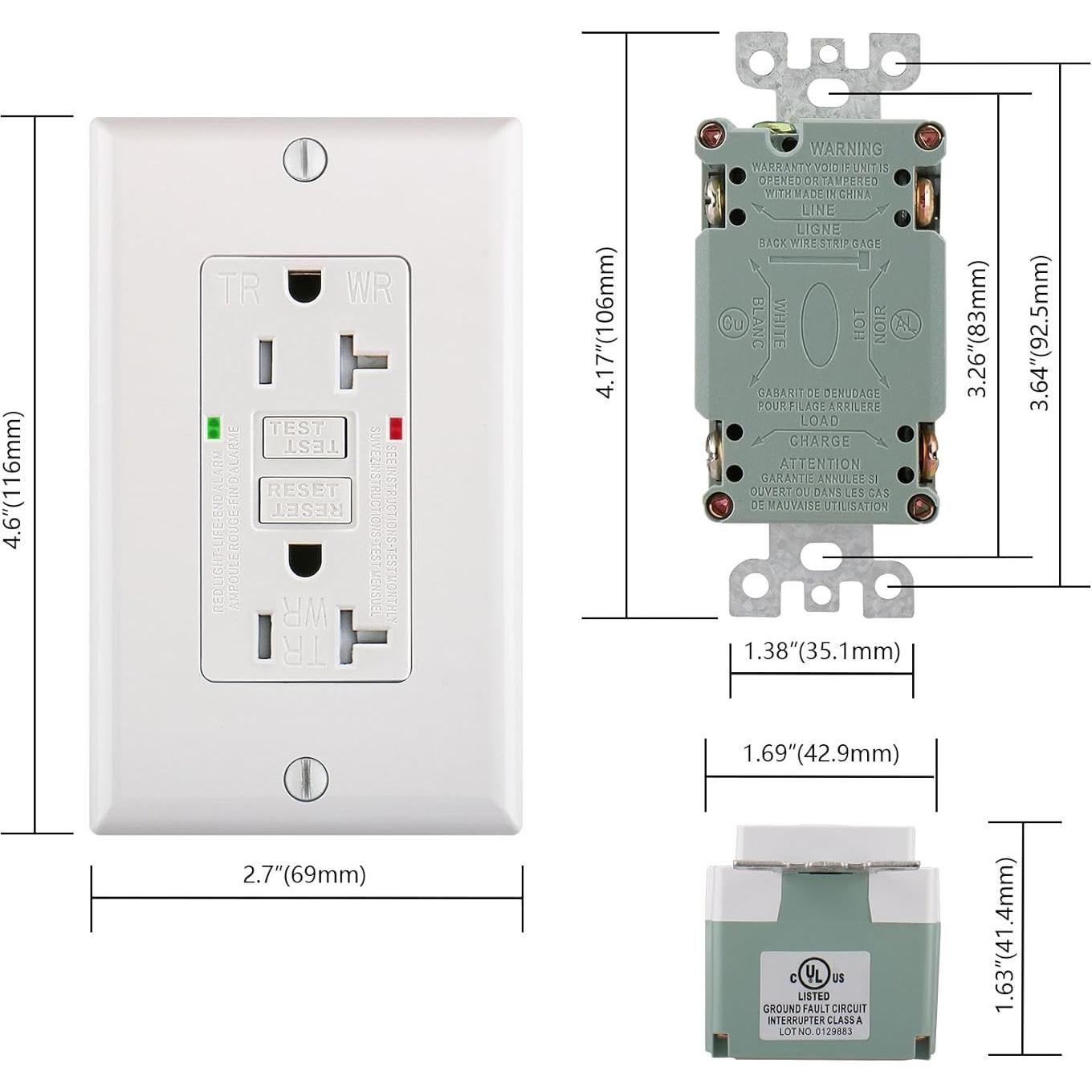 Toma de Corriente GFCI 20A WENGART Blanca Resistente