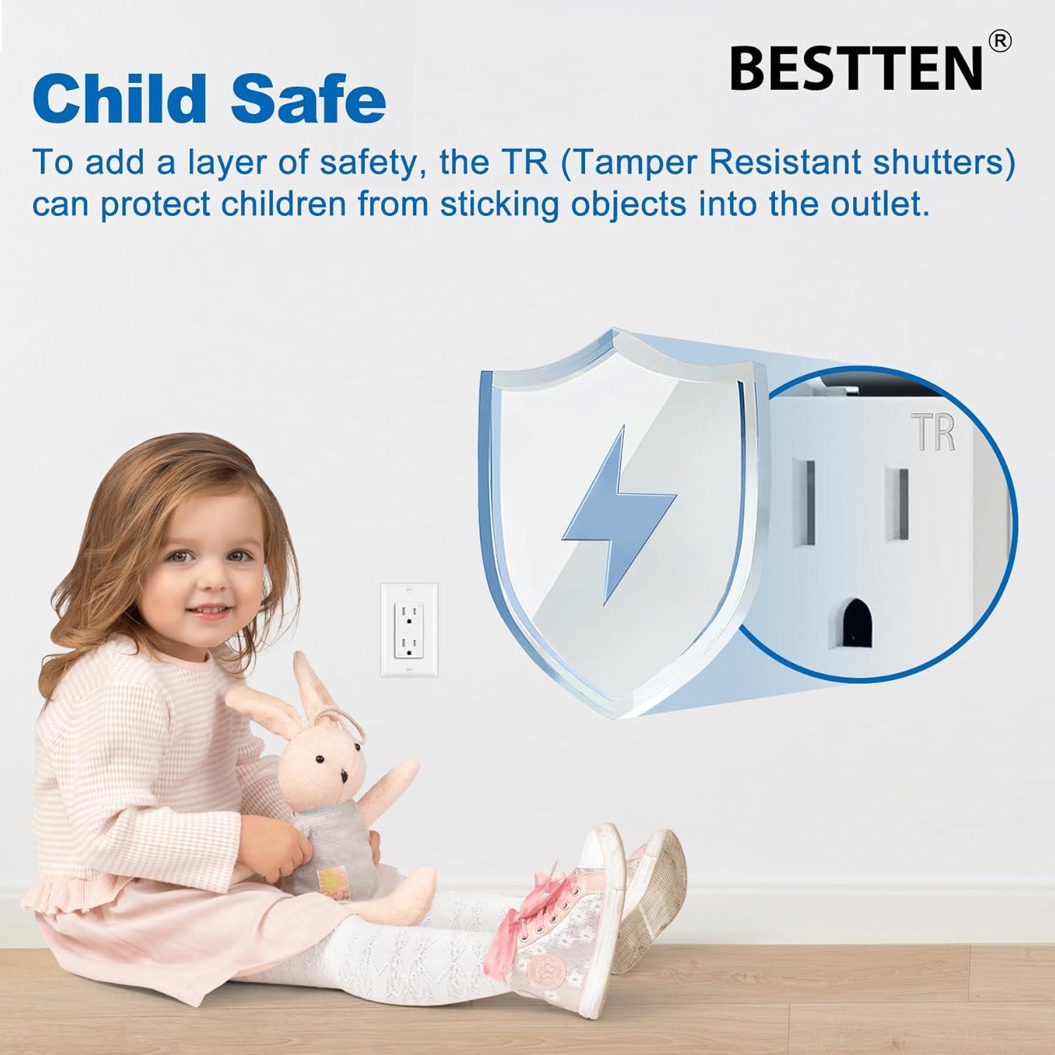 Receptáculos Eléctricos Decorativos BESTTEN 15A 20 Piezas