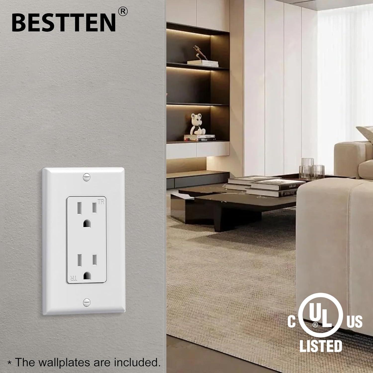 Receptáculos Eléctricos Decorativos BESTTEN 15A 20 Piezas