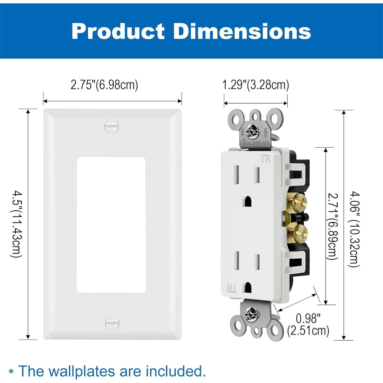 Receptáculos Eléctricos Decorativos BESTTEN 15A 20 Piezas
