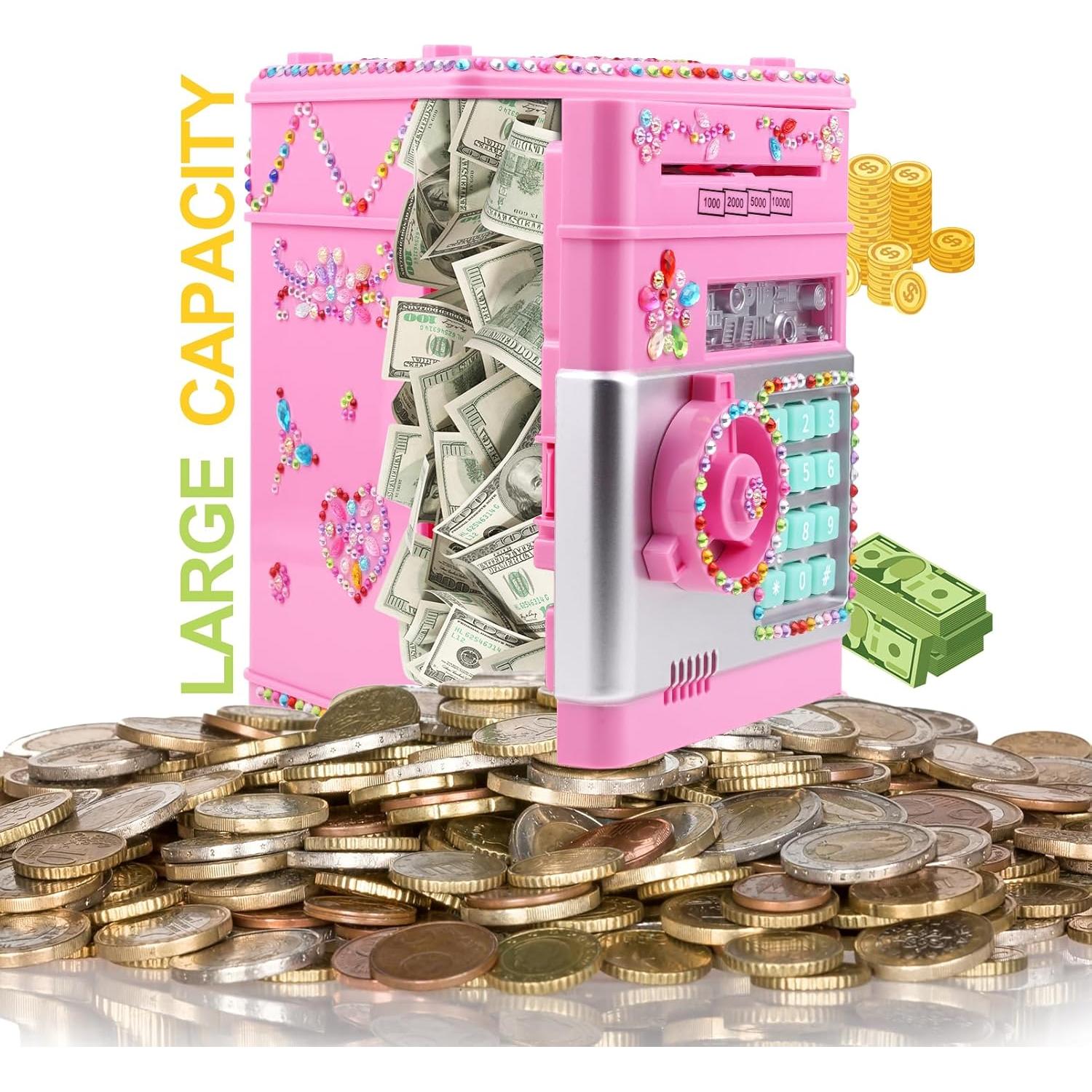 Hucha Electrónica para Niños Ranphykx Rosa con Contraseña