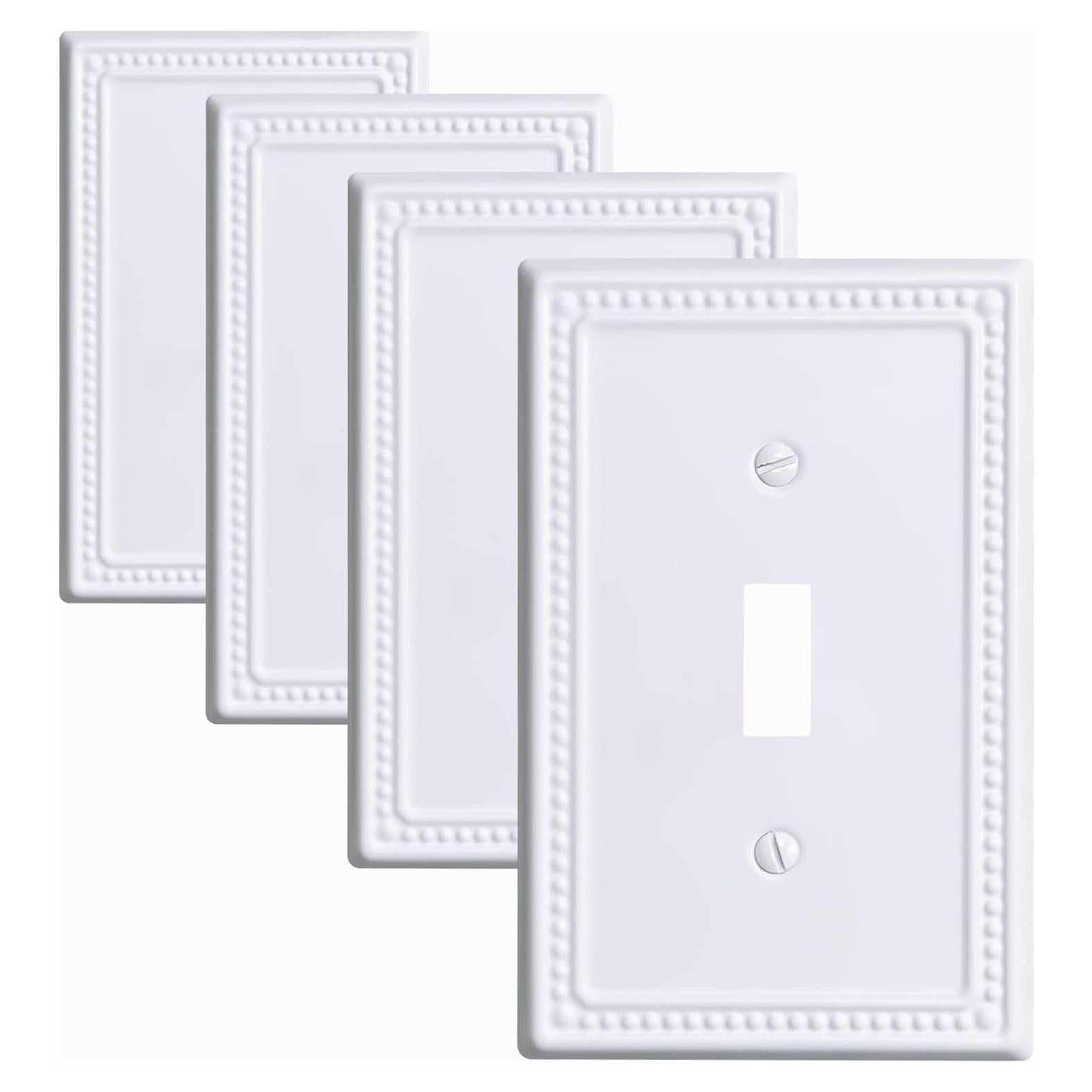 Cubiertas de Interruptor de Luz Kisrvopn Metal 4 Pack Blanco