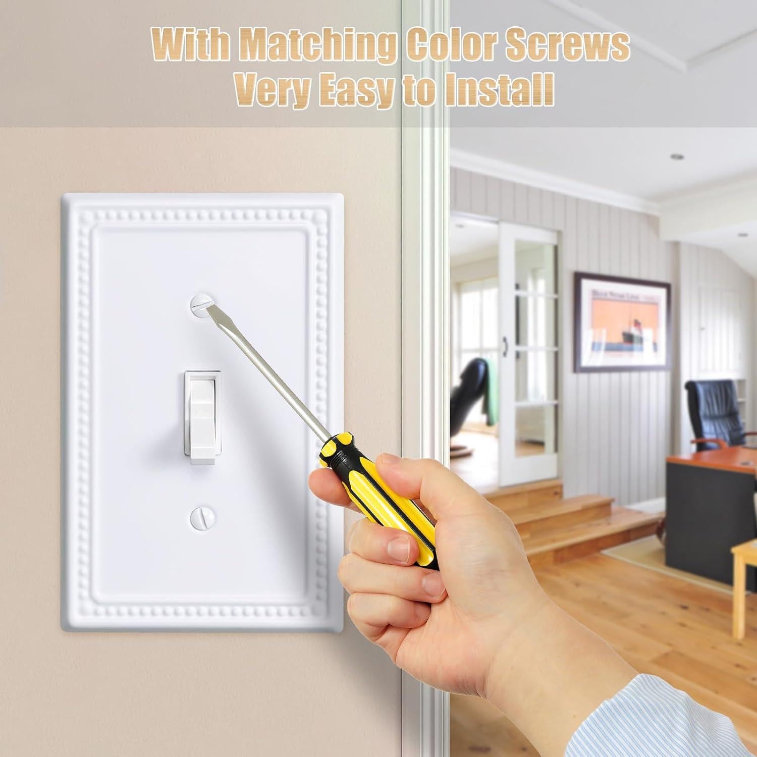 Cubiertas de Interruptor de Luz Kisrvopn Metal 4 Pack Blanco