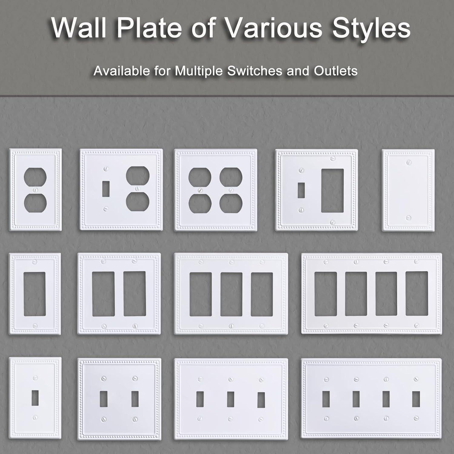 Cubiertas de Interruptor de Luz Kisrvopn Metal 4 Pack Blanco
