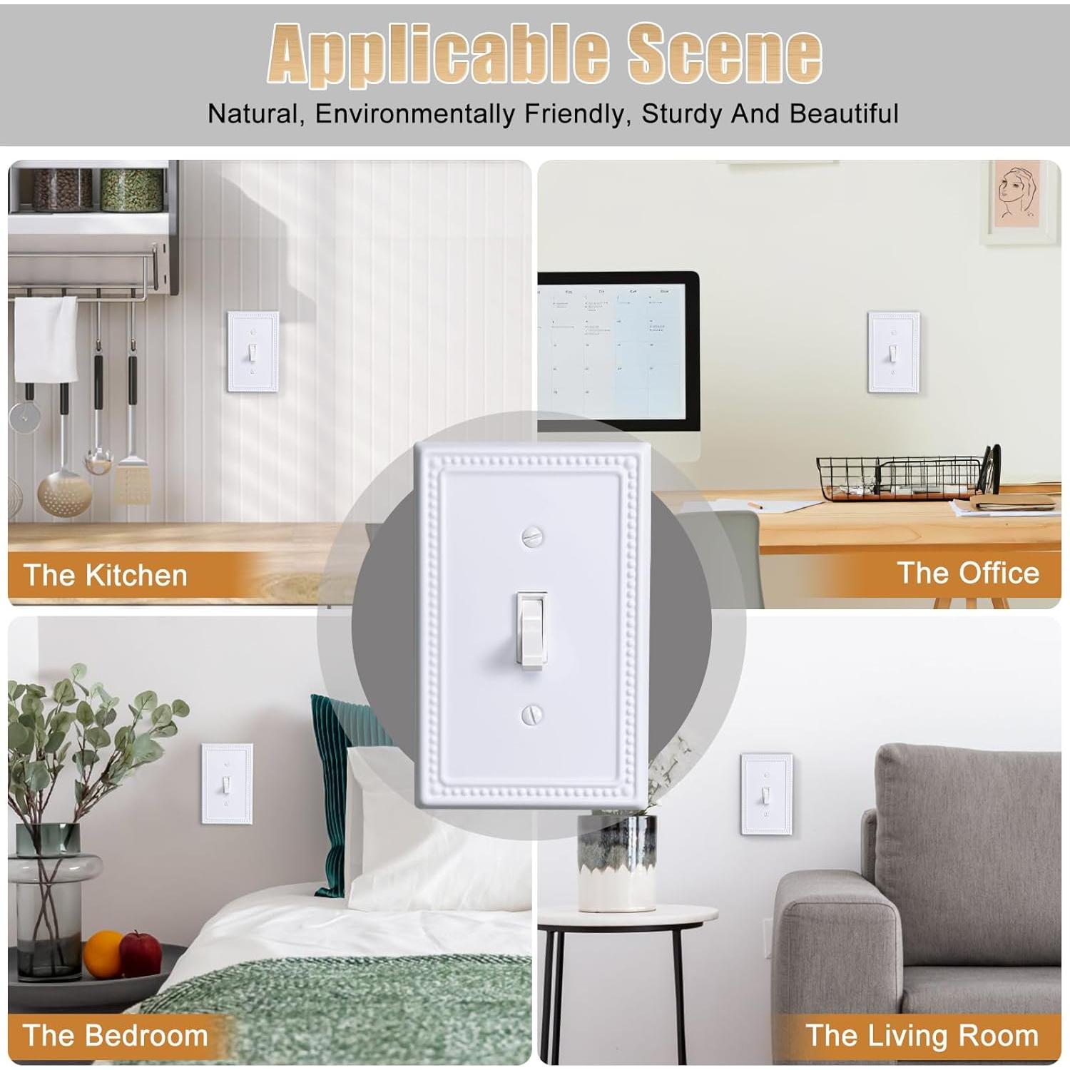 Cubiertas de Interruptor de Luz Kisrvopn Metal 4 Pack Blanco