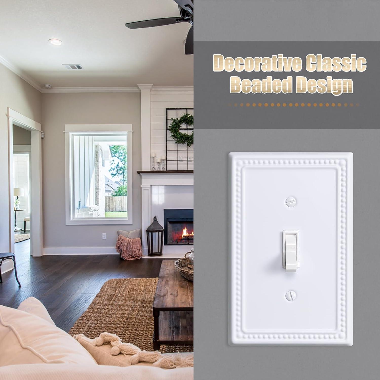 Cubiertas de Interruptor de Luz Kisrvopn Metal 4 Pack Blanco