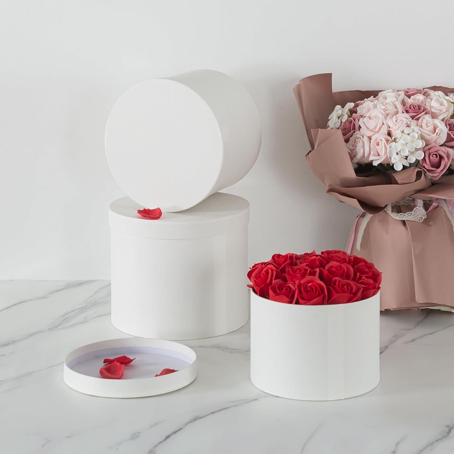 Set de 3 Cajas Redondas Soul & Lane Blancas para Flores