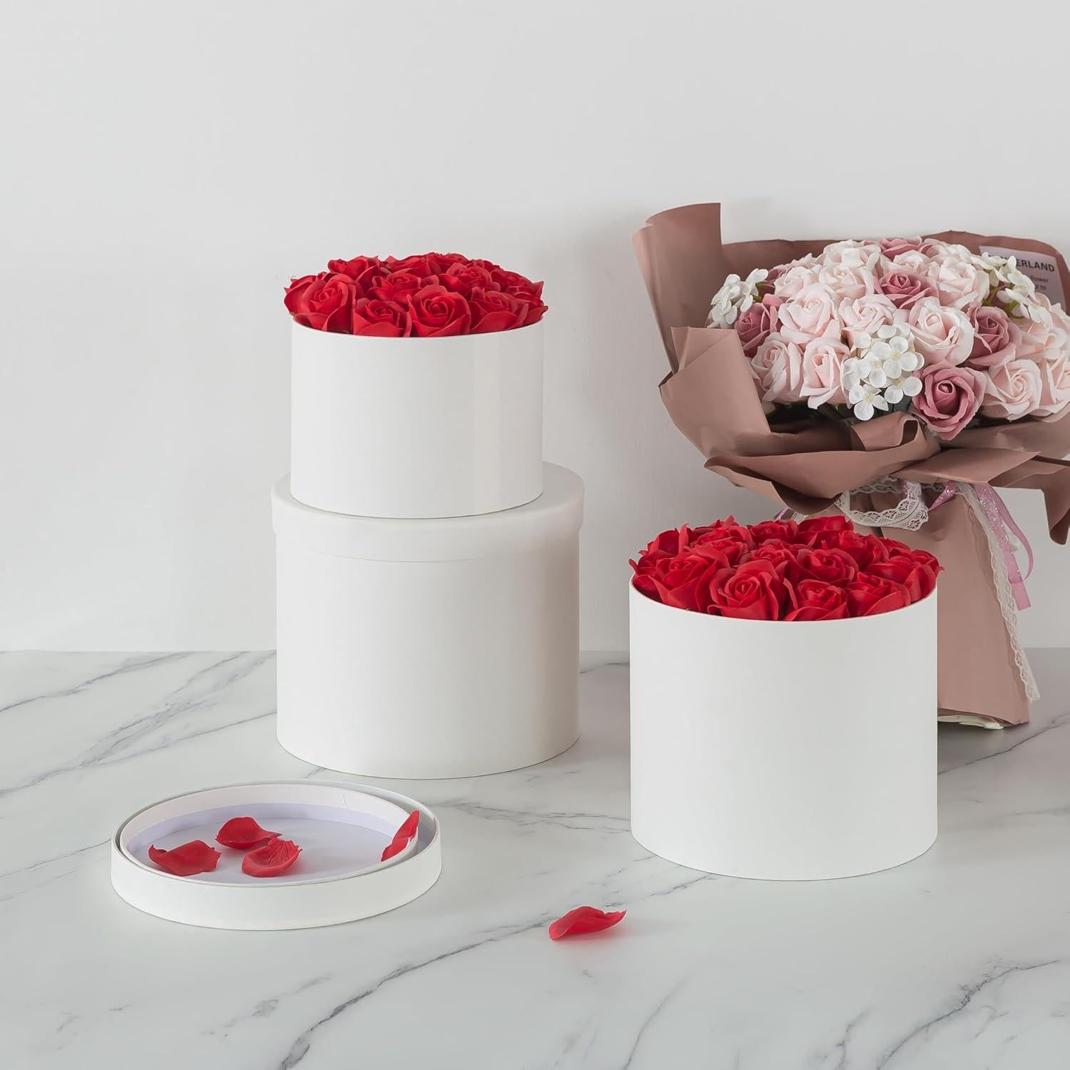 Set de 3 Cajas Redondas Soul & Lane Blancas para Flores