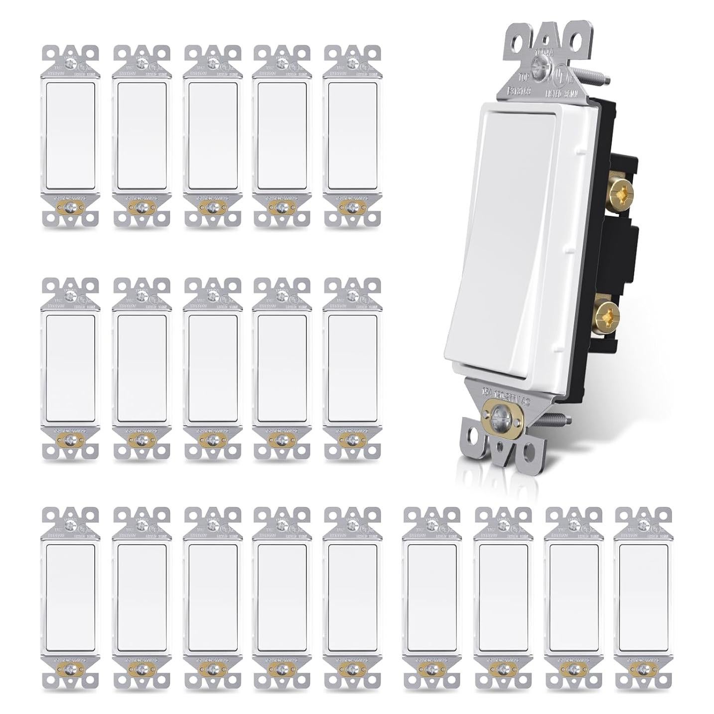 Interruptor Decorativo AIDA Blanco Mate 15A 120/277V Paquete 20