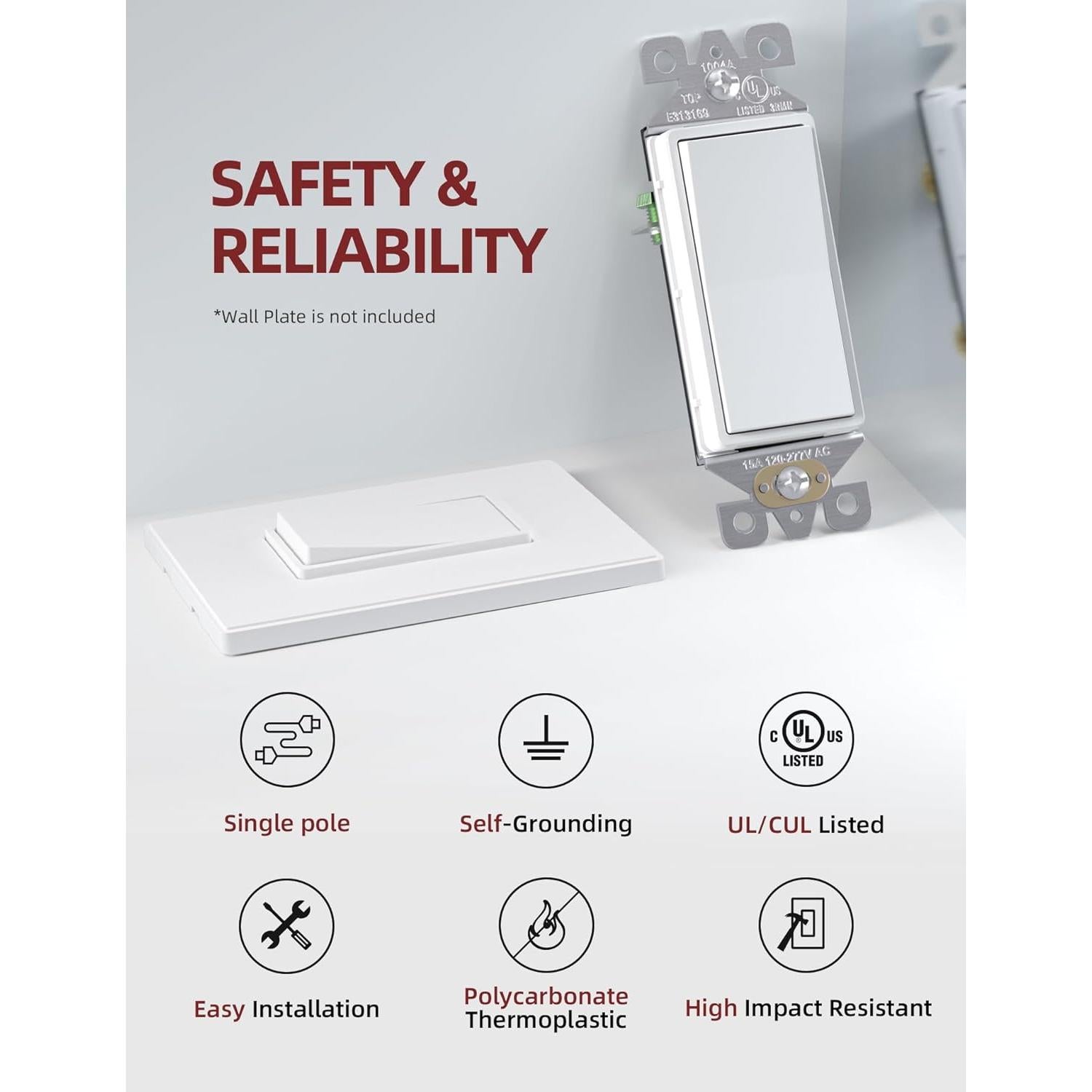 Interruptor Decorativo AIDA Blanco Mate 15A 120/277V Paquete 20