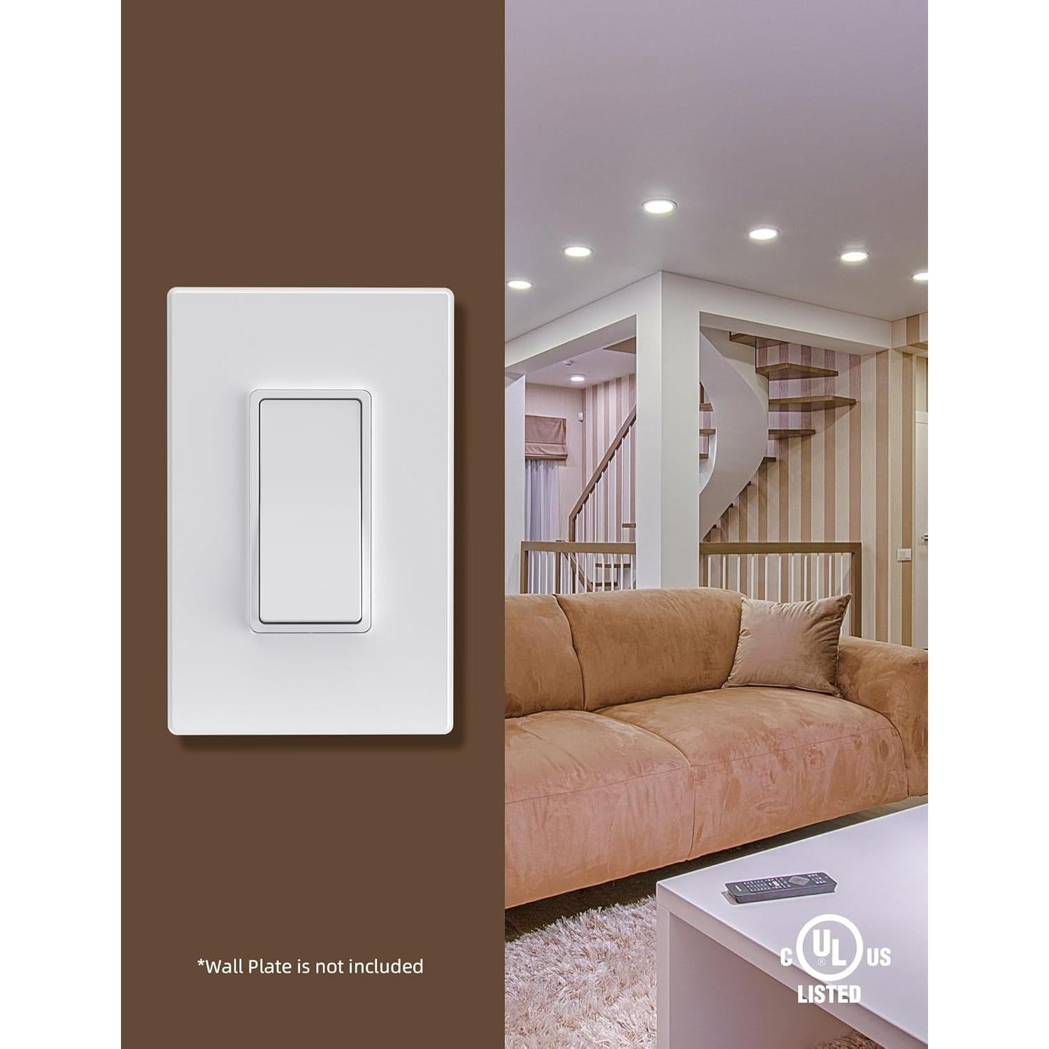 Interruptor Decorativo AIDA Blanco Mate 15A 120/277V Paquete 20