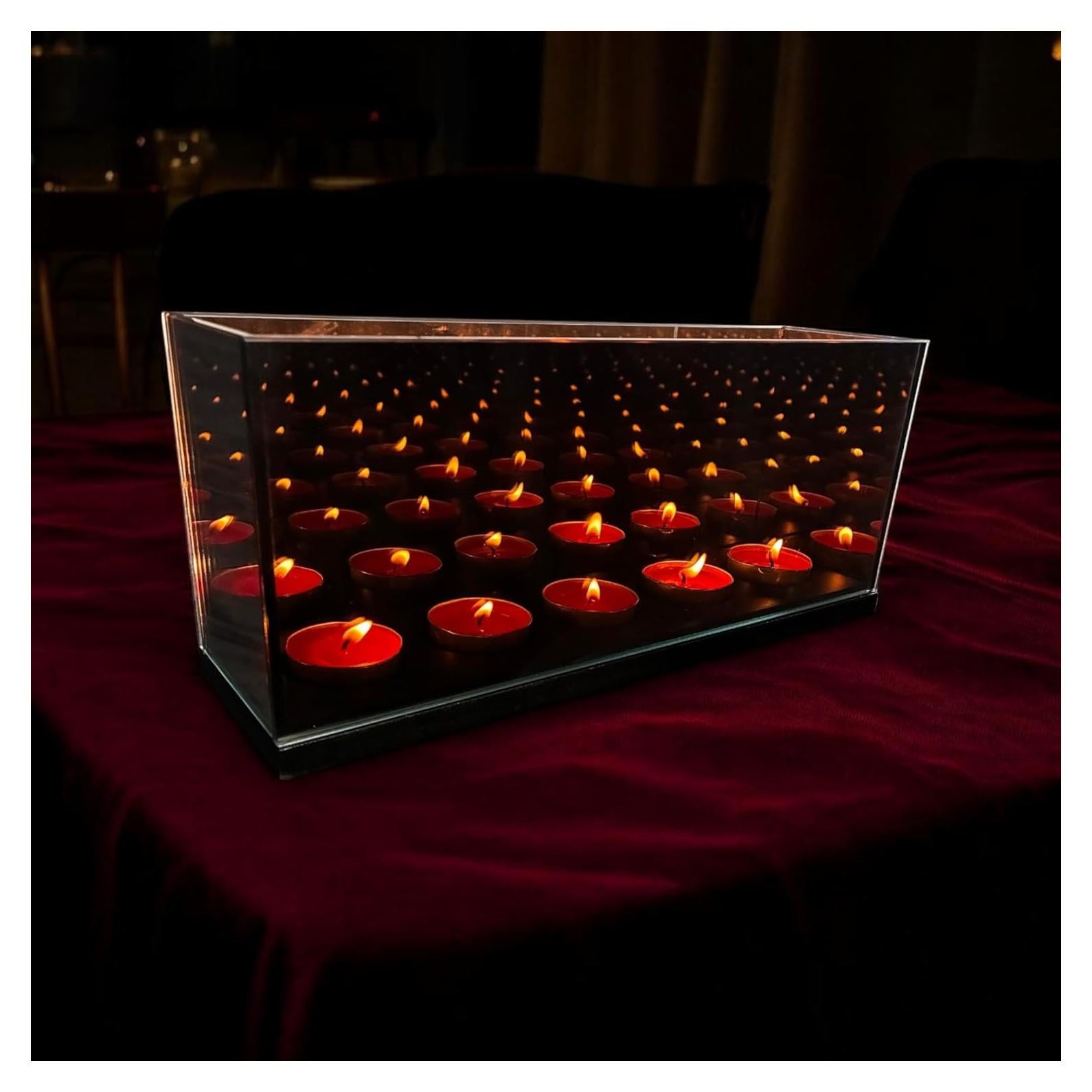 Soporte para Velas de Té ALYMACK con Espejo Infinito 5 Ranuras