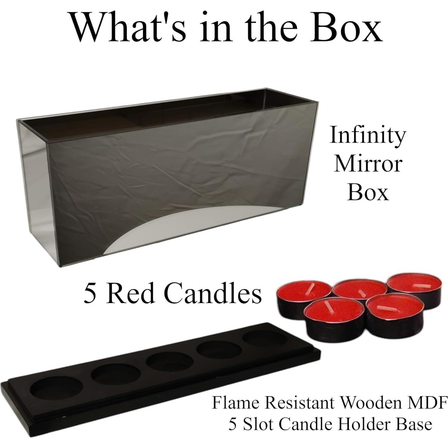 Soporte para Velas de Té ALYMACK con Espejo Infinito 5 Ranuras