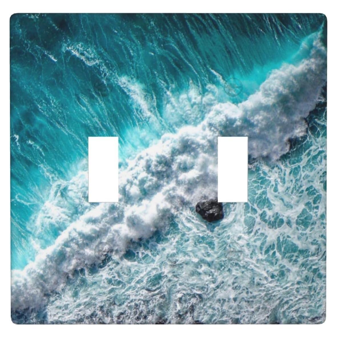Placa Decorativa Interruptor Luz Olas Océano YBCLF 2 Gang