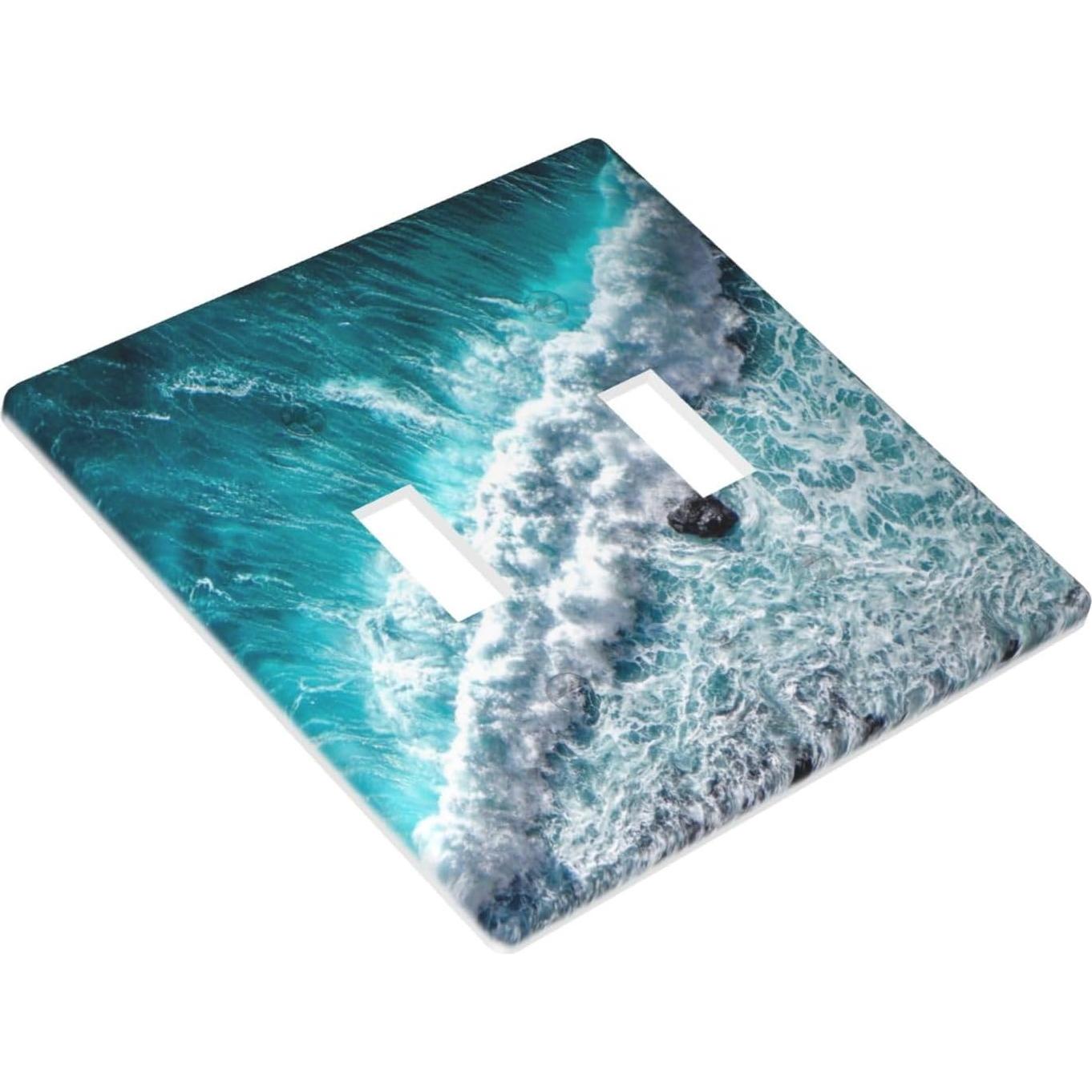 Placa Decorativa Interruptor Luz Olas Océano YBCLF 2 Gang
