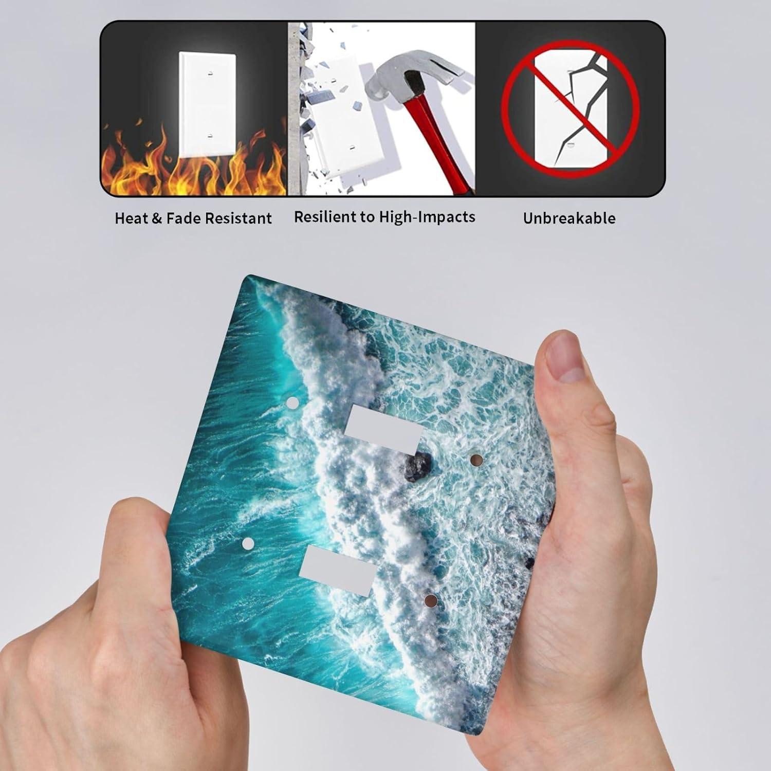 Placa Decorativa Interruptor Luz Olas Océano YBCLF 2 Gang