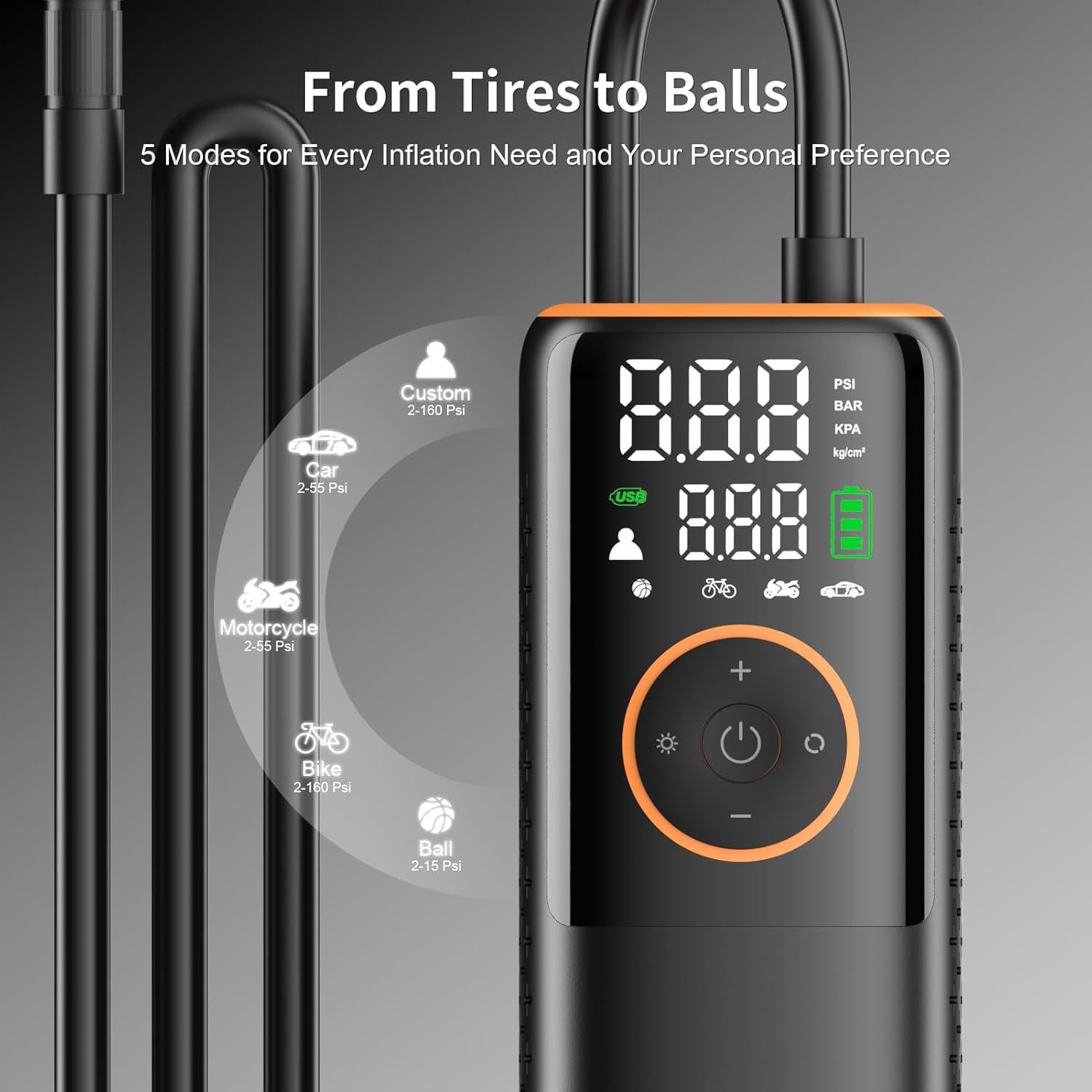 Compresor de Aire ZSX Portátil 160 PSI con Medidor LED