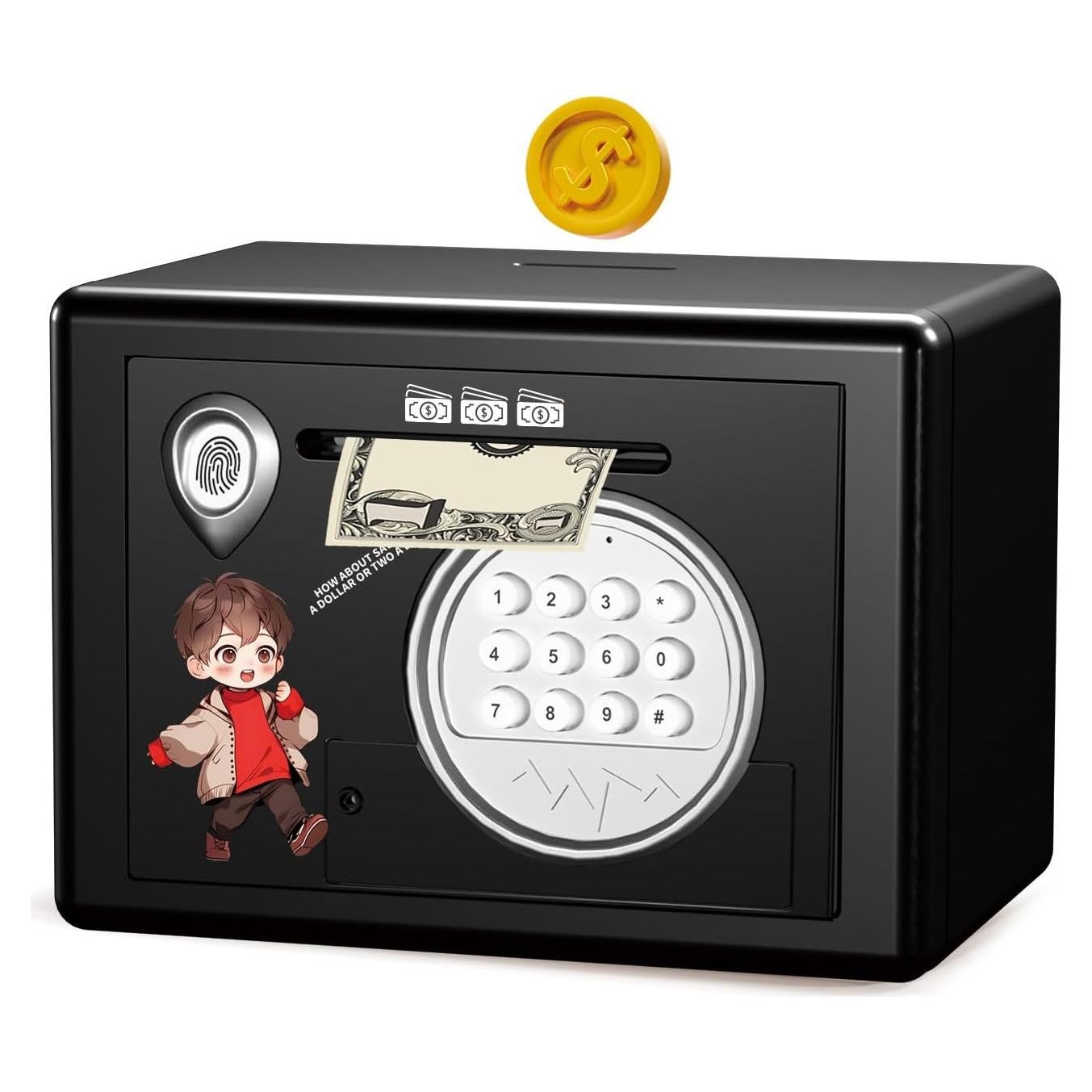 Hucha Electrónica Aydiwops con Huella Dactilar Negra