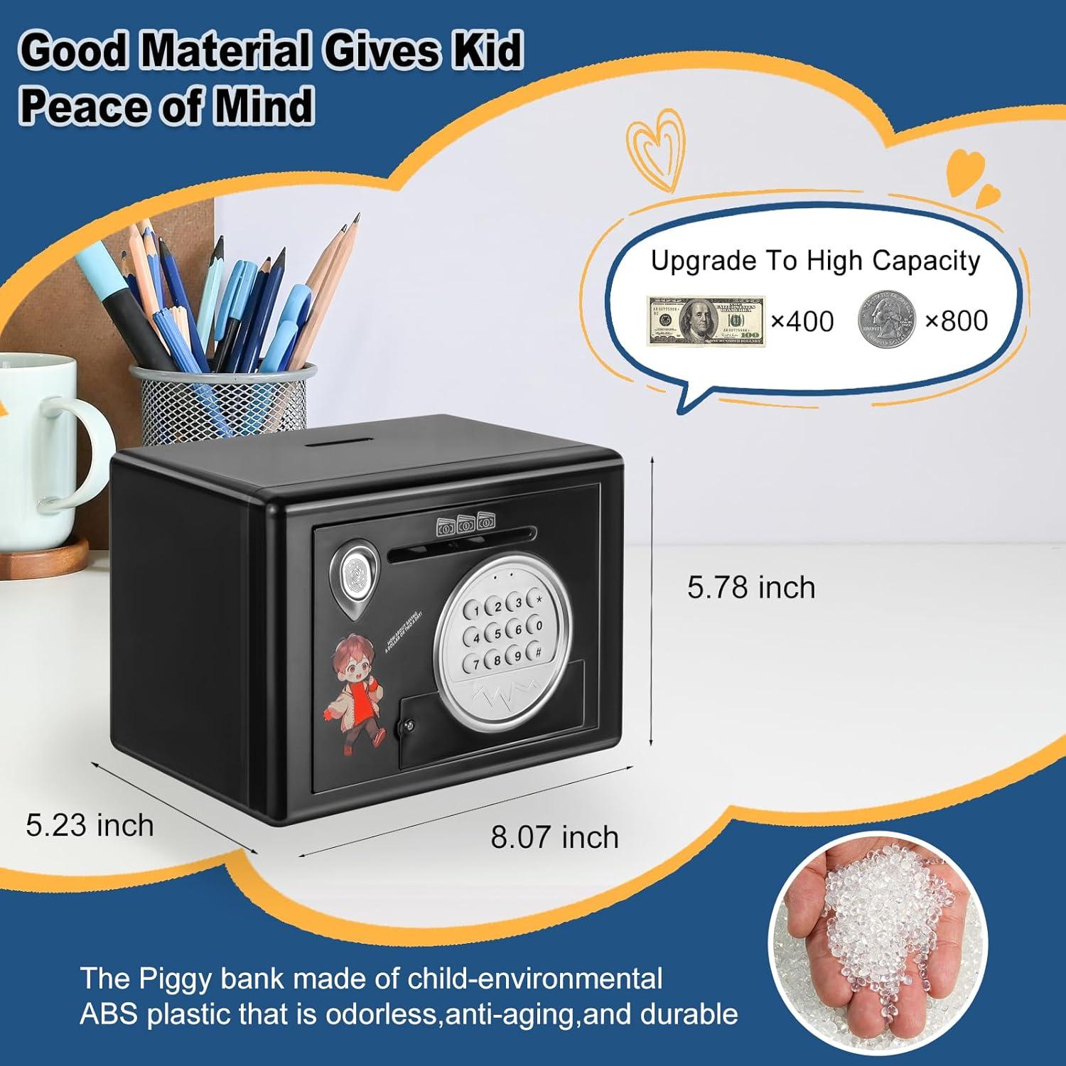 Hucha Electrónica Aydiwops con Huella Dactilar Negra