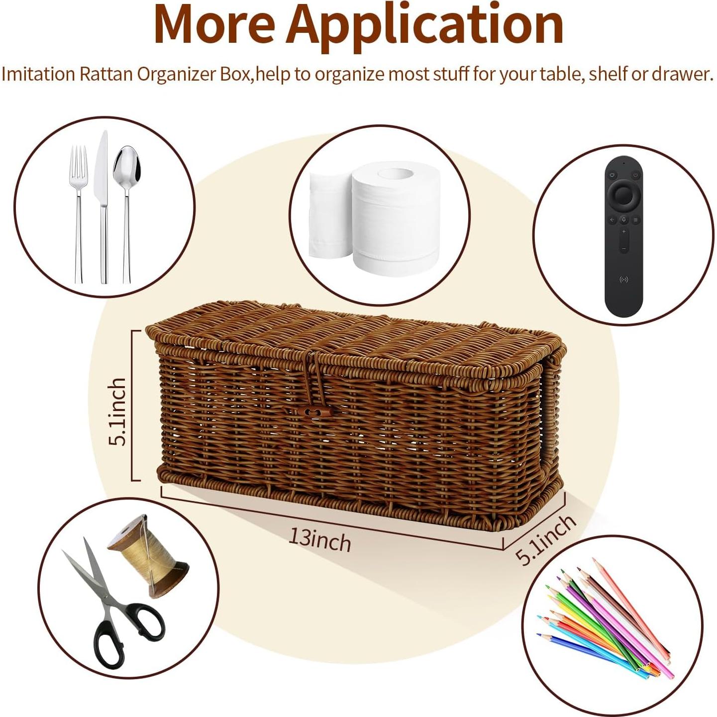 Caja Organizadora de Cables Allhercom Ratan Sintético 32.69x13.41cm