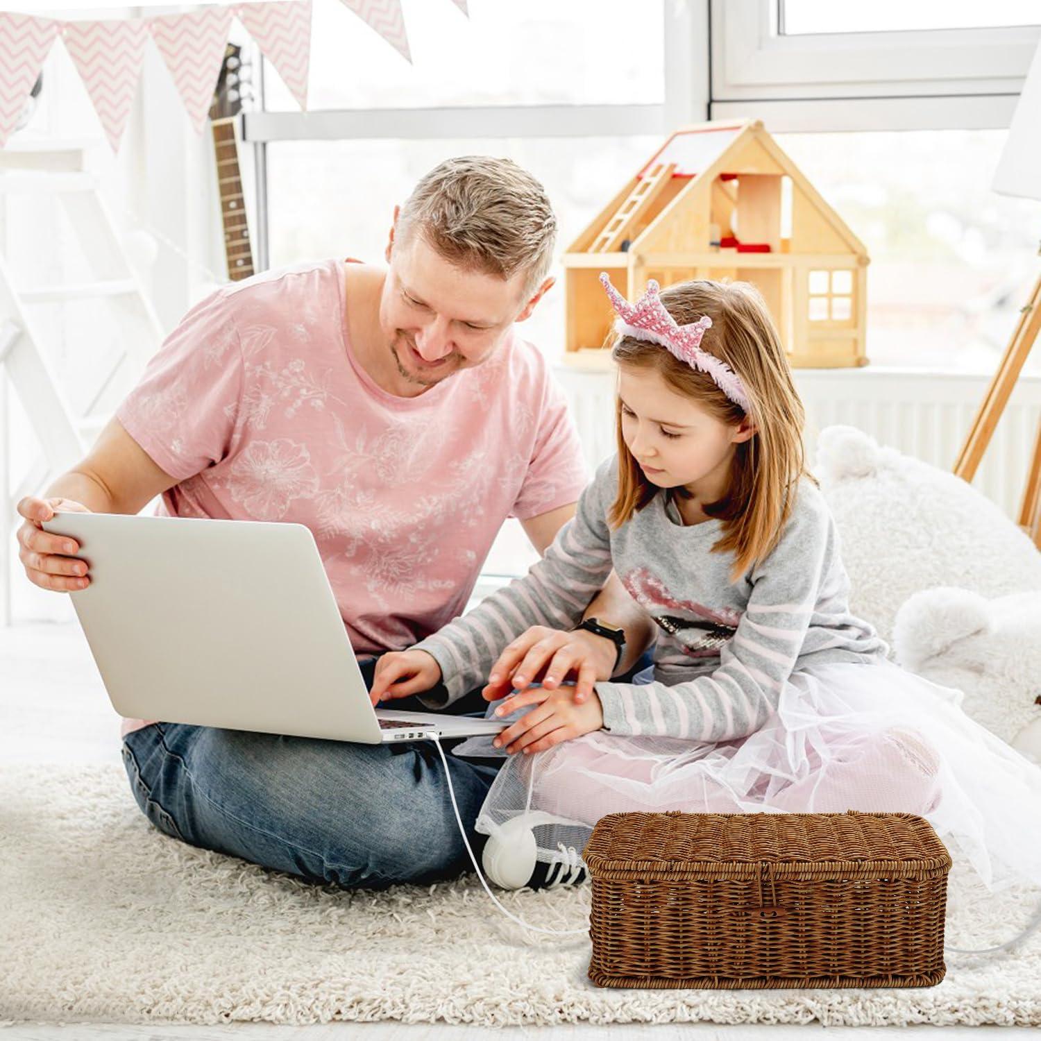 Caja Organizadora de Cables Allhercom Ratan Sintético 32.69x13.41cm