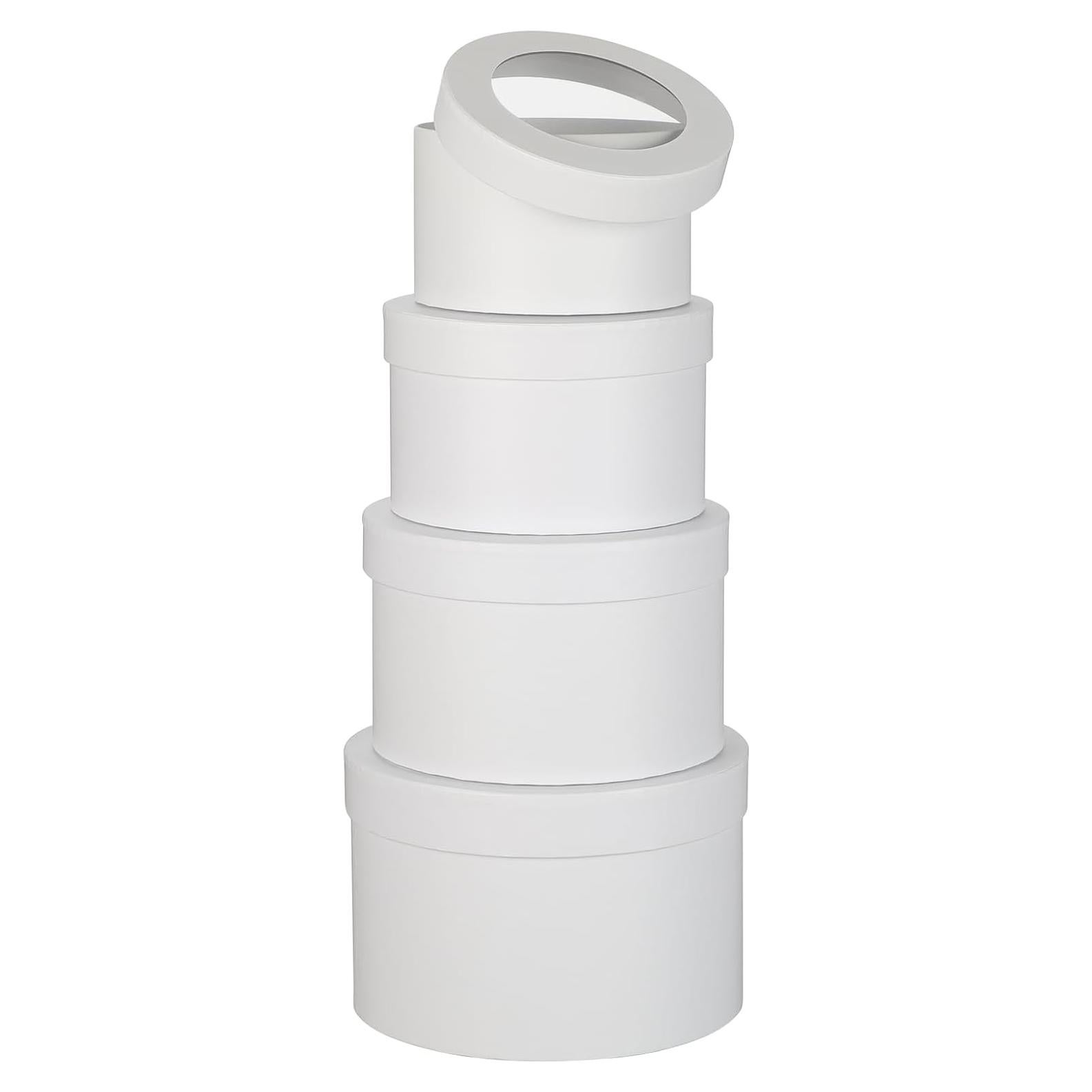 Cajas Redondas para Flores Oairse - Juego de 4 Blancas