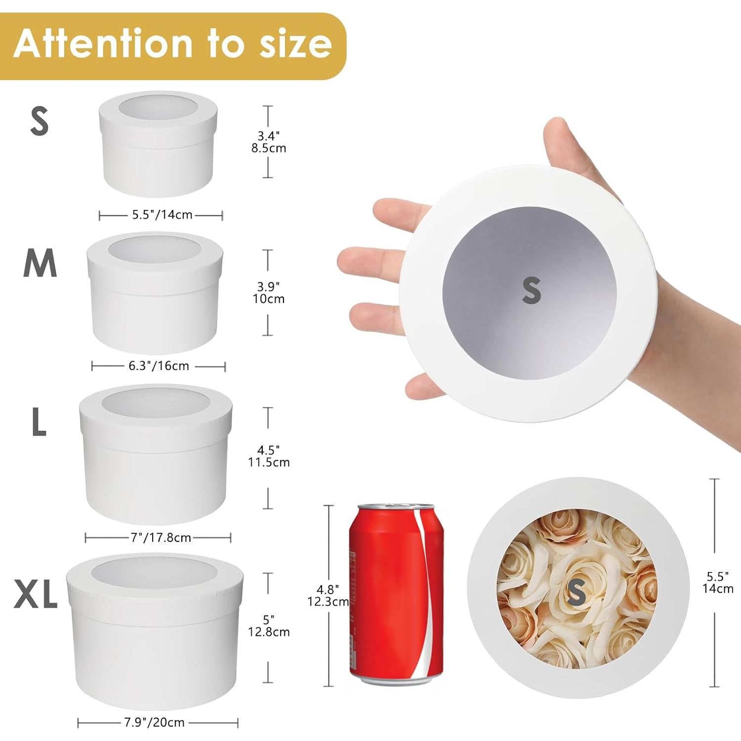 Cajas Redondas para Flores Oairse - Juego de 4 Blancas