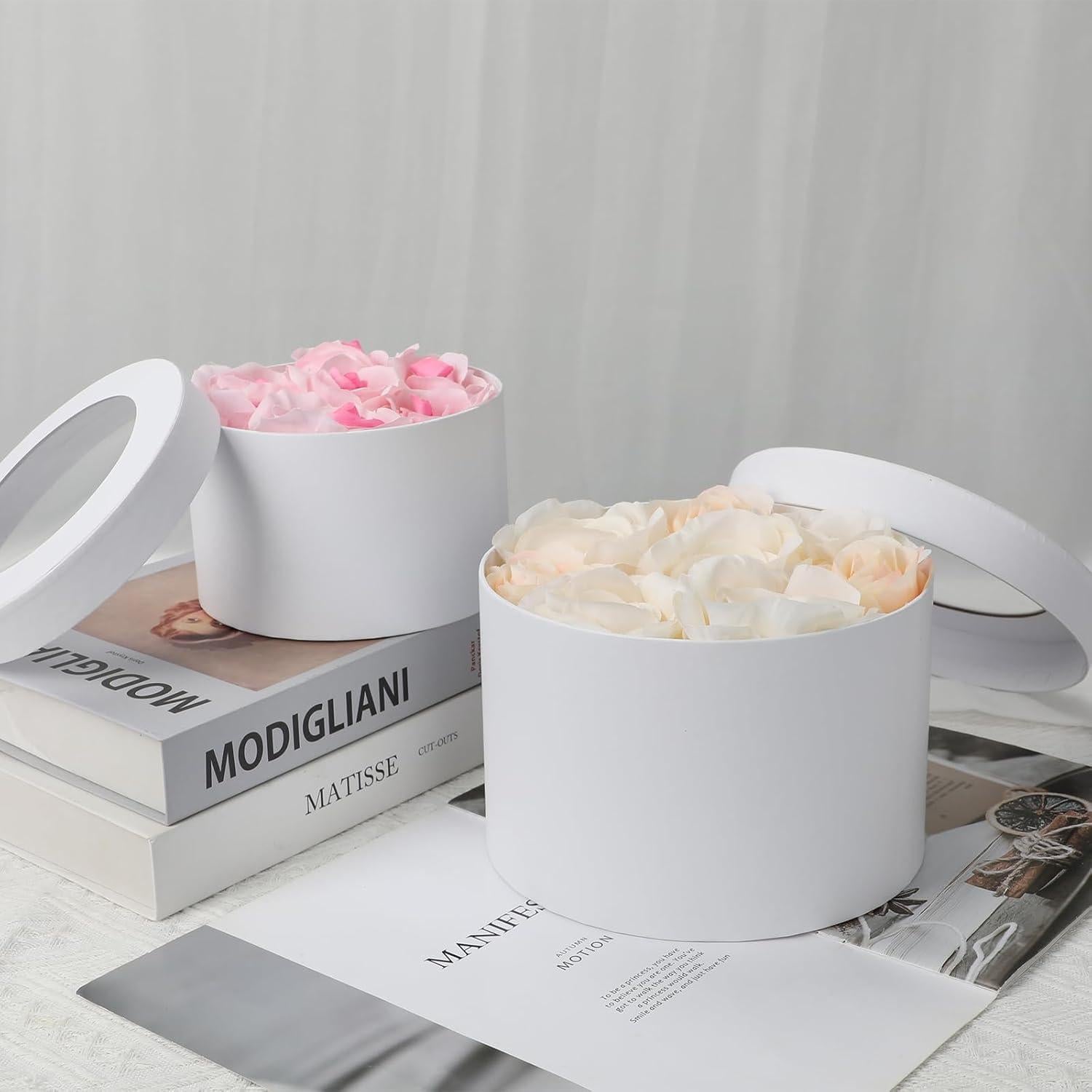 Cajas Redondas para Flores Oairse - Juego de 4 Blancas