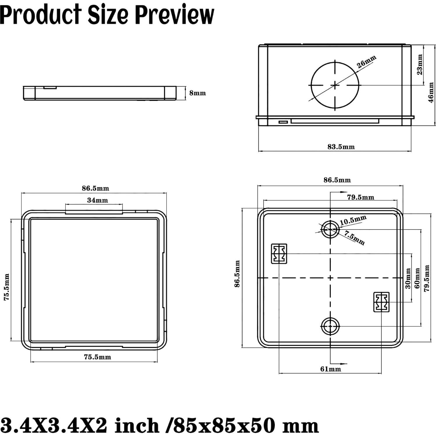 Caja de Conexiones Eléctricas ABS Sunnyglade IP55 Blanca 85x85x50mm