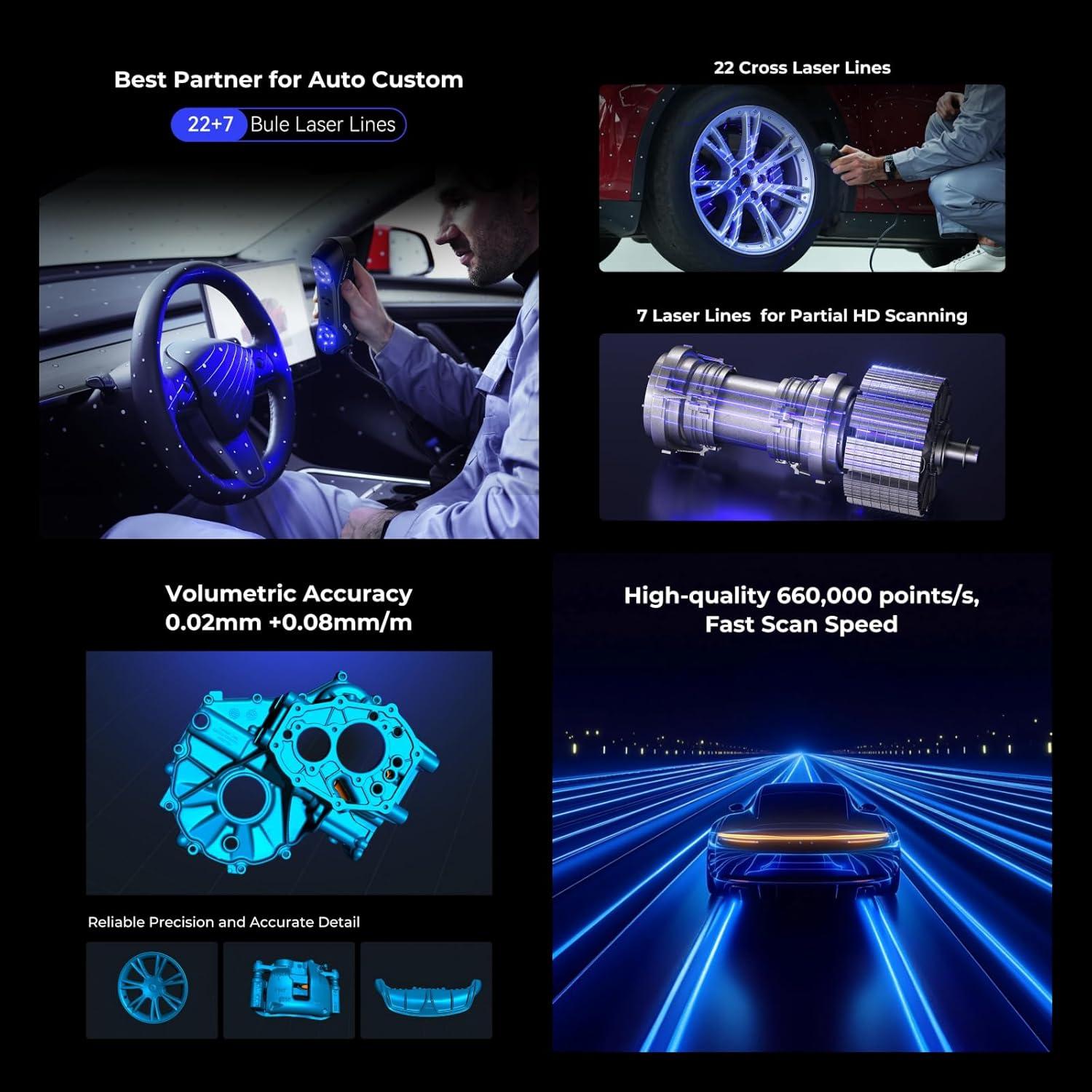 Escáner 3D Creality CR-Scan Raptor Pro, Precisión 0.02mm