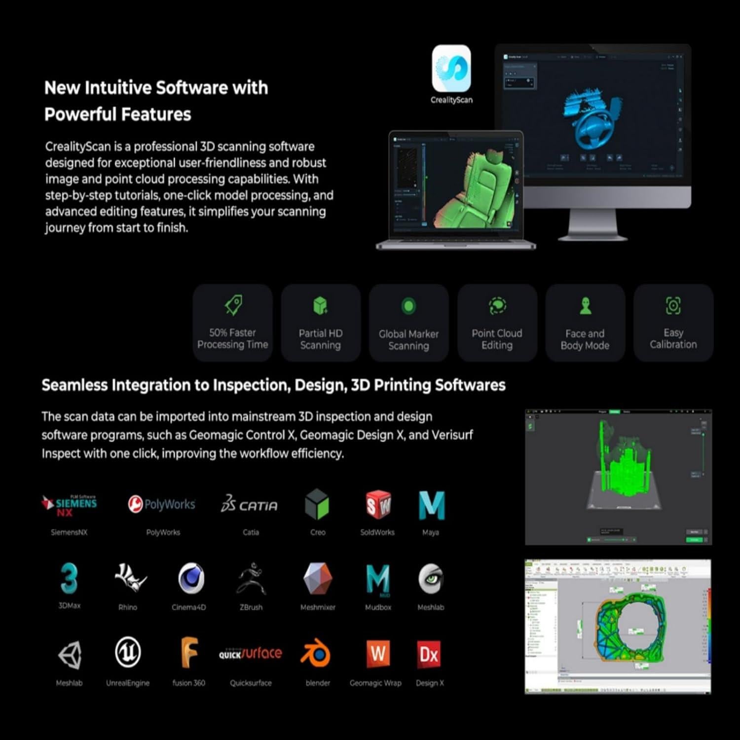 Escáner 3D Creality CR-Scan Raptor Pro, Precisión 0.02mm
