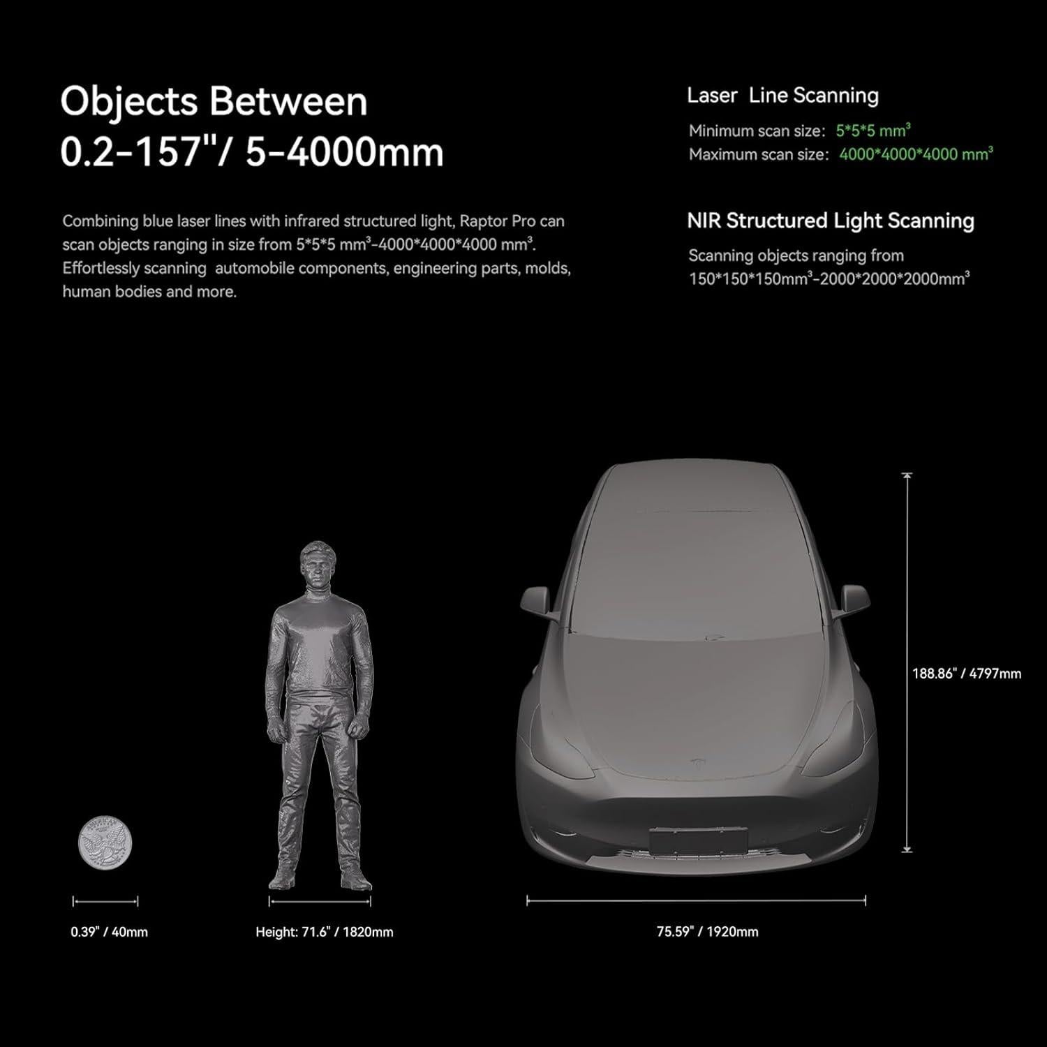 Escáner 3D Creality Raptor Pro, Precisión 0.02mm, Inalámbrico
