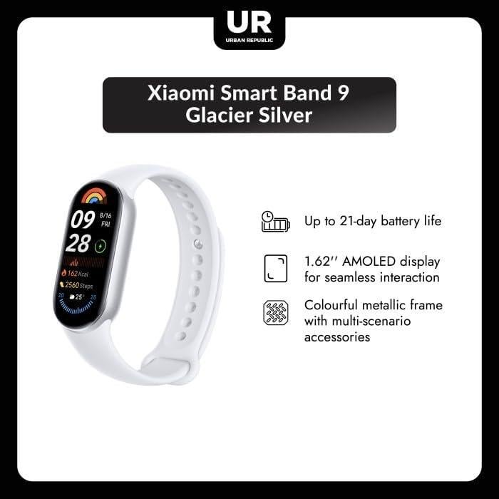Xiaomi Smart Band 9 Global 2024 | Pantalla AMOLED 1.62" | 233 mAh | 21 Días Batería | 150+ Modos de Ejercicio | Resistente al Agua 50m