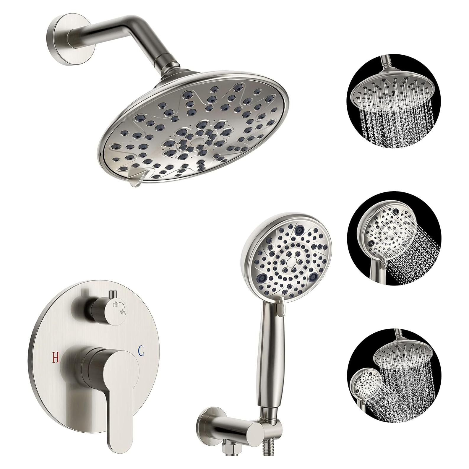 Conjunto de Ducha EMBATHER 8" Alta Presión Niquel Cepillado