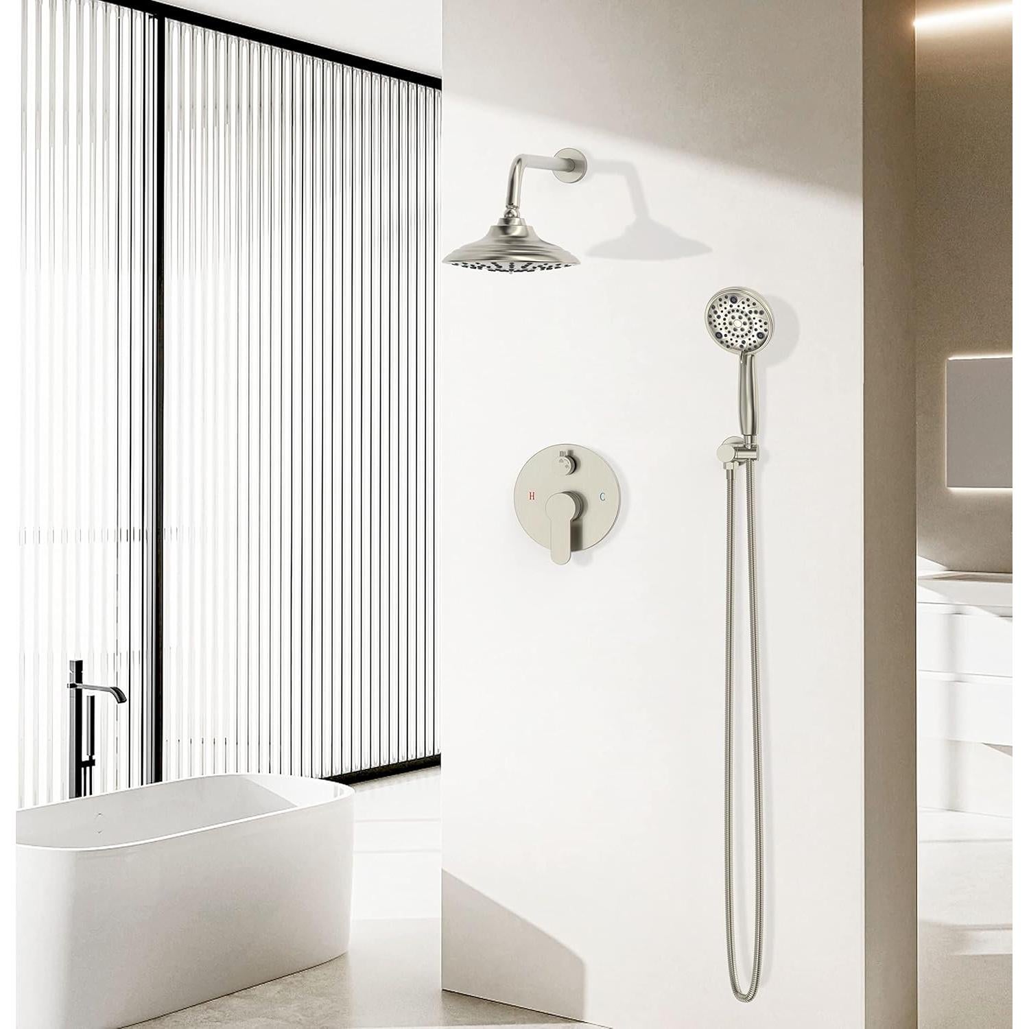 Conjunto de Ducha EMBATHER 8" Alta Presión Niquel Cepillado